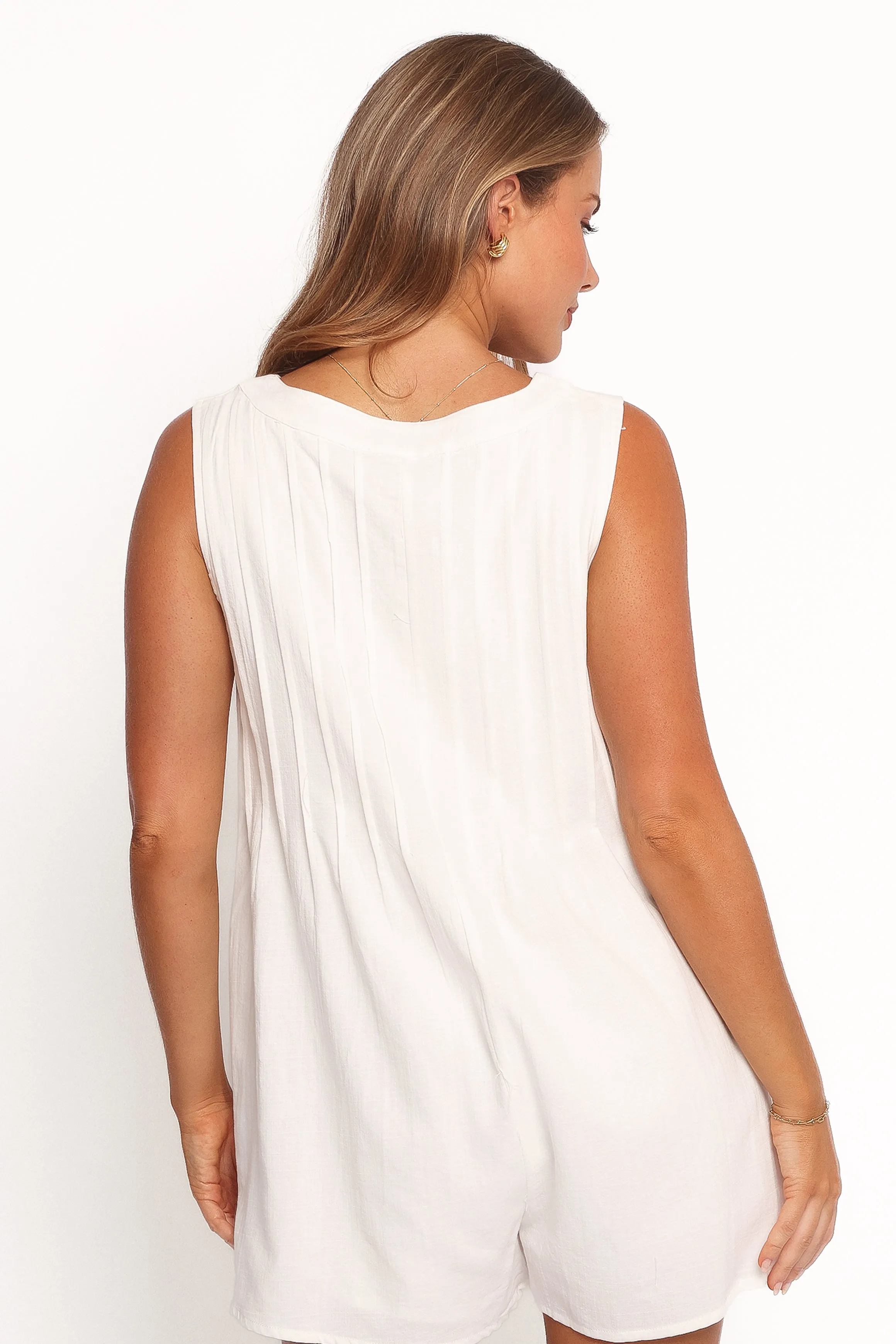 Kallie Tie Front Playsuit - White