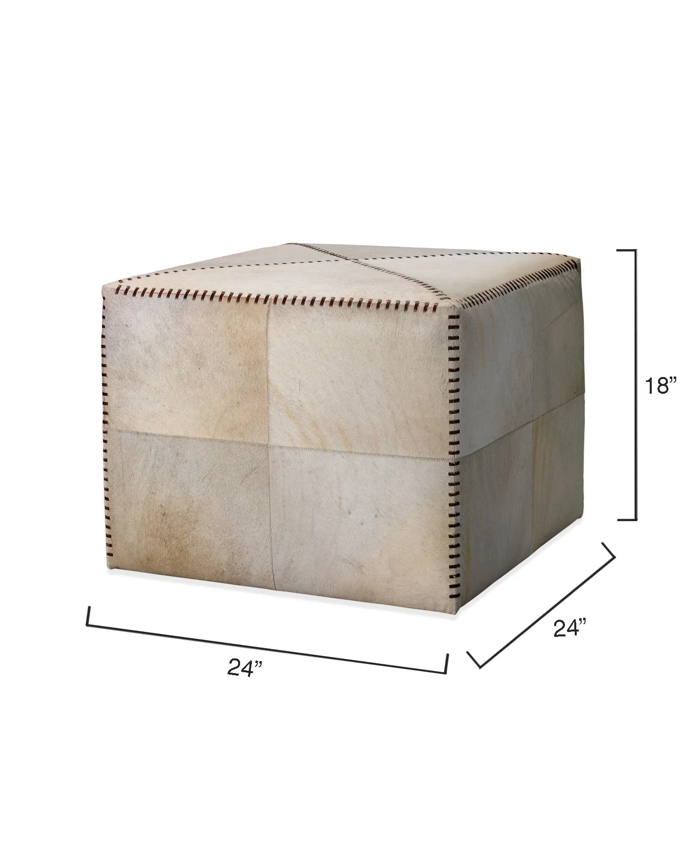 Large Ottoman White Hide