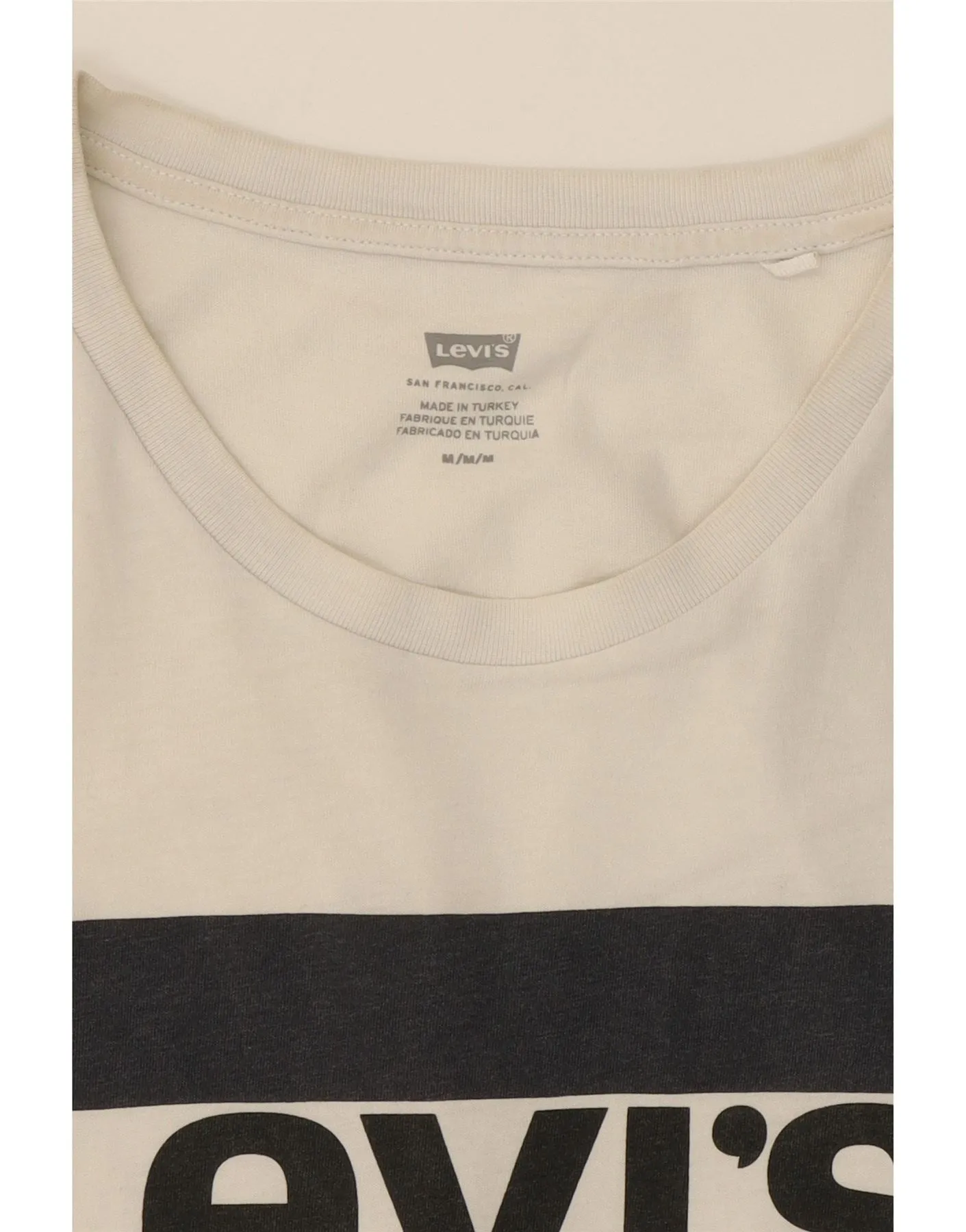 LEVI'S Womens Graphic T-Shirt Top UK 12 Medium Off White Cotton