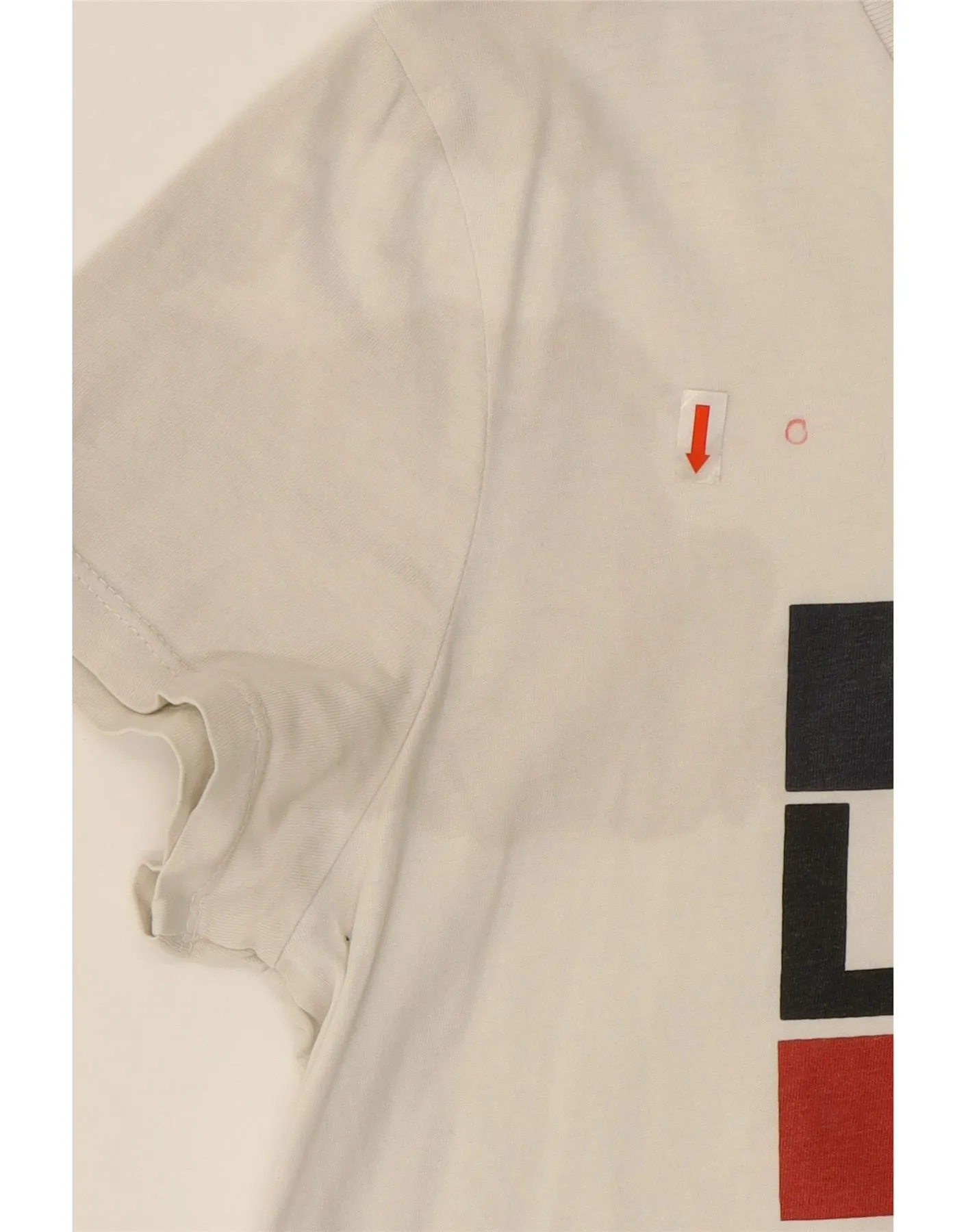 LEVI'S Womens Graphic T-Shirt Top UK 12 Medium Off White Cotton