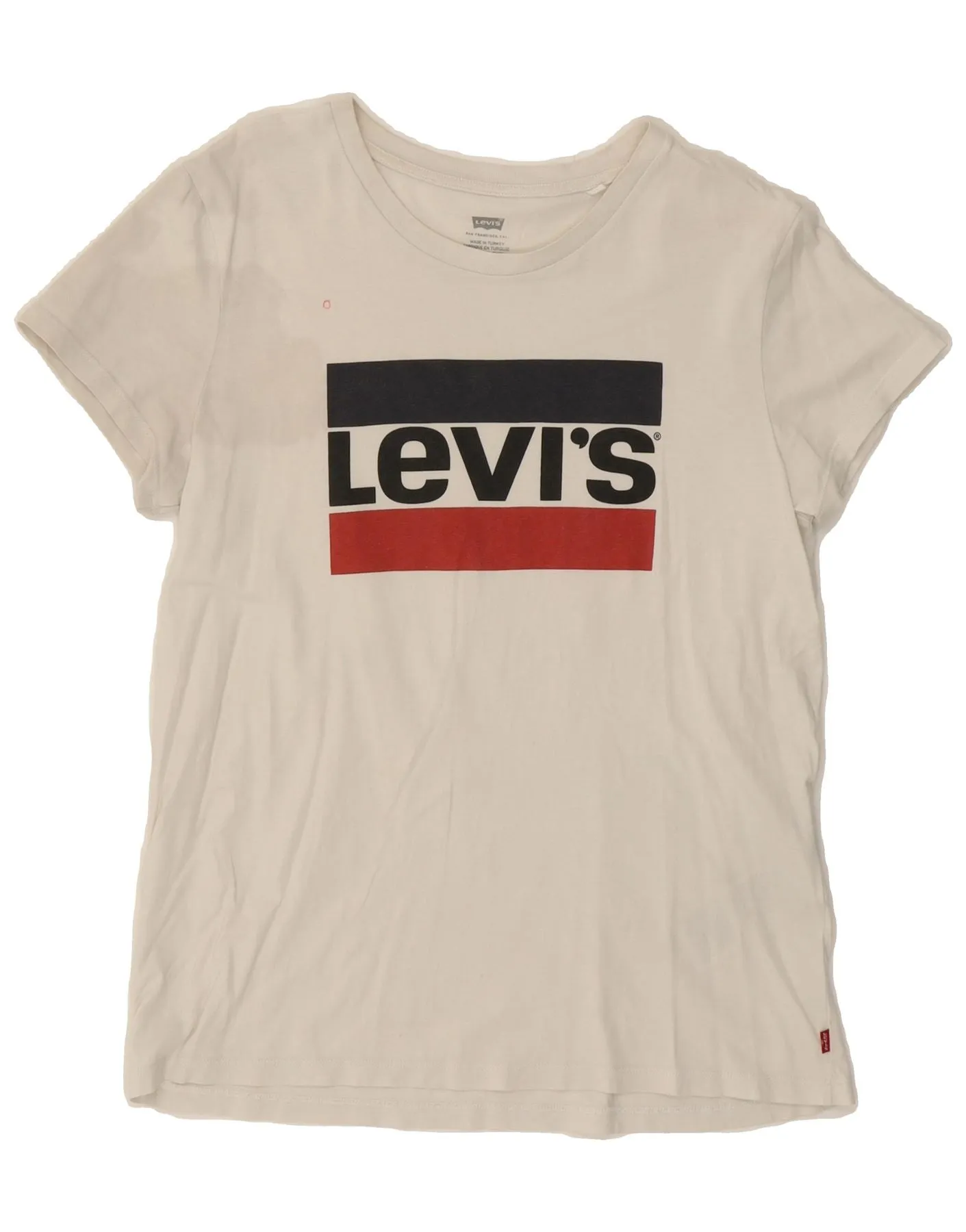 LEVI'S Womens Graphic T-Shirt Top UK 12 Medium Off White Cotton