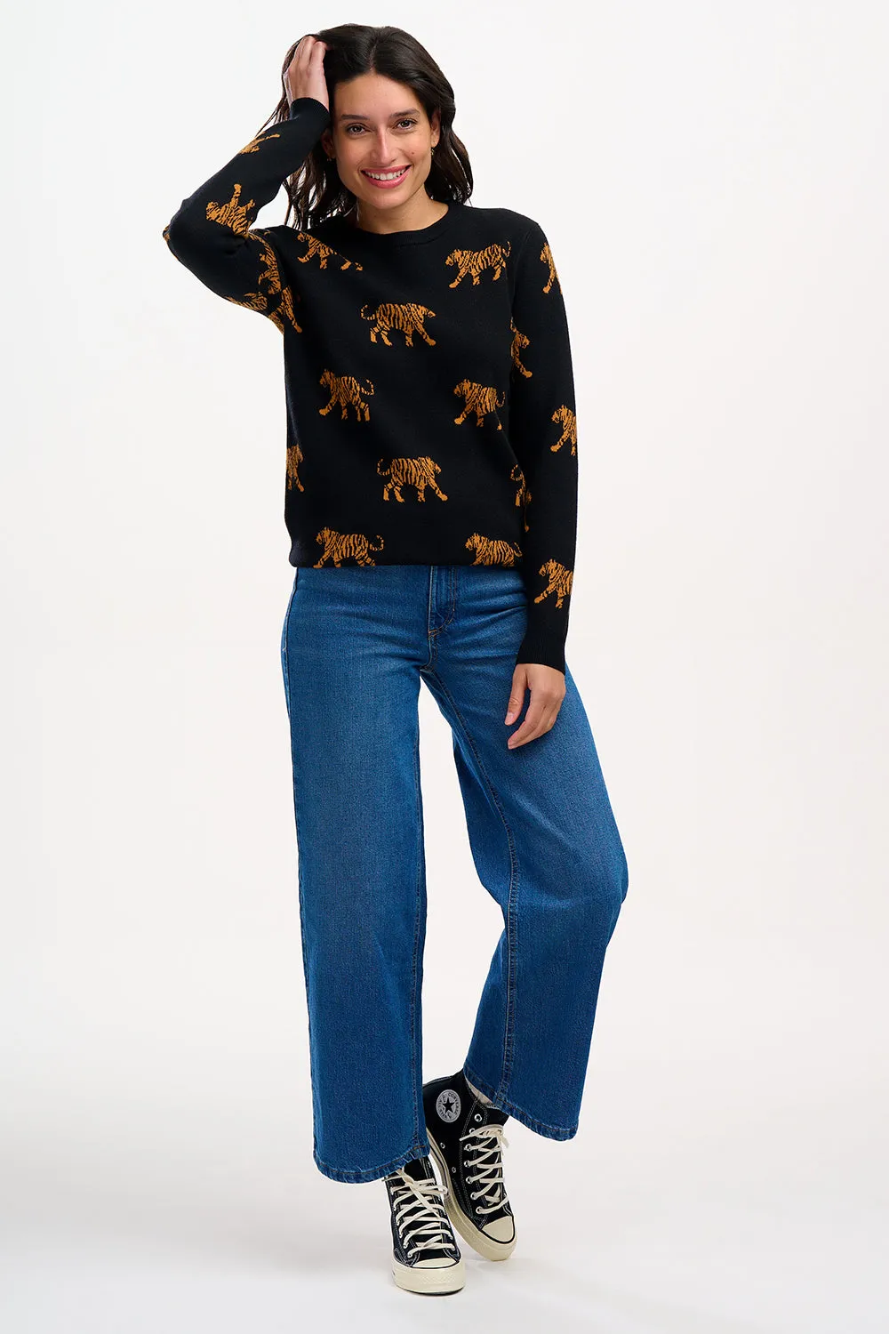Lizzie Jumper - Black. Tiger Repeat