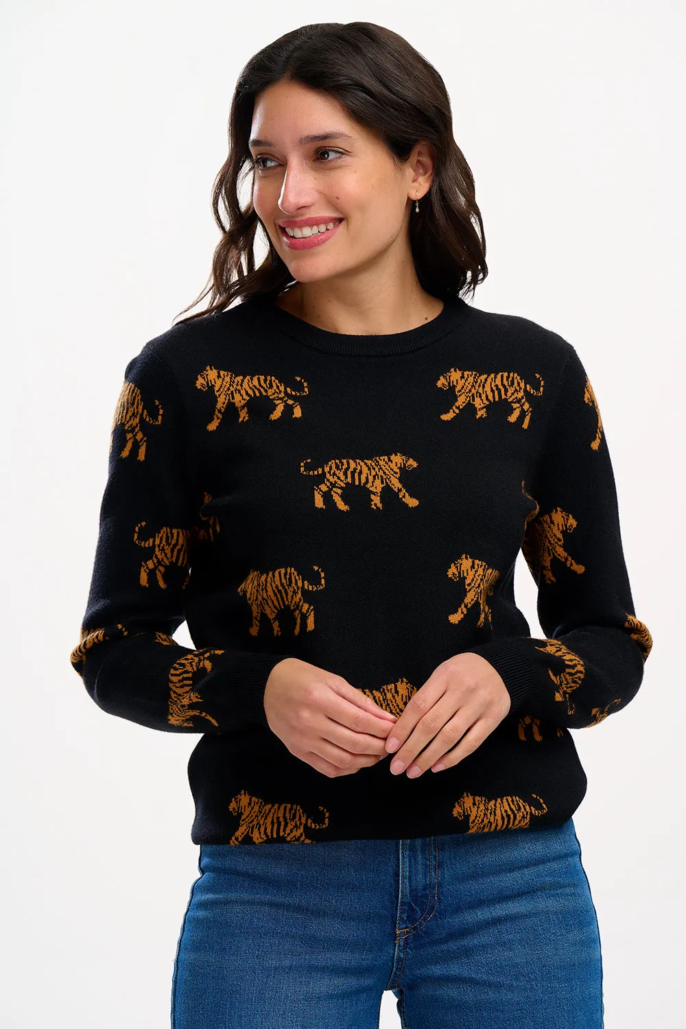 Lizzie Jumper - Black. Tiger Repeat
