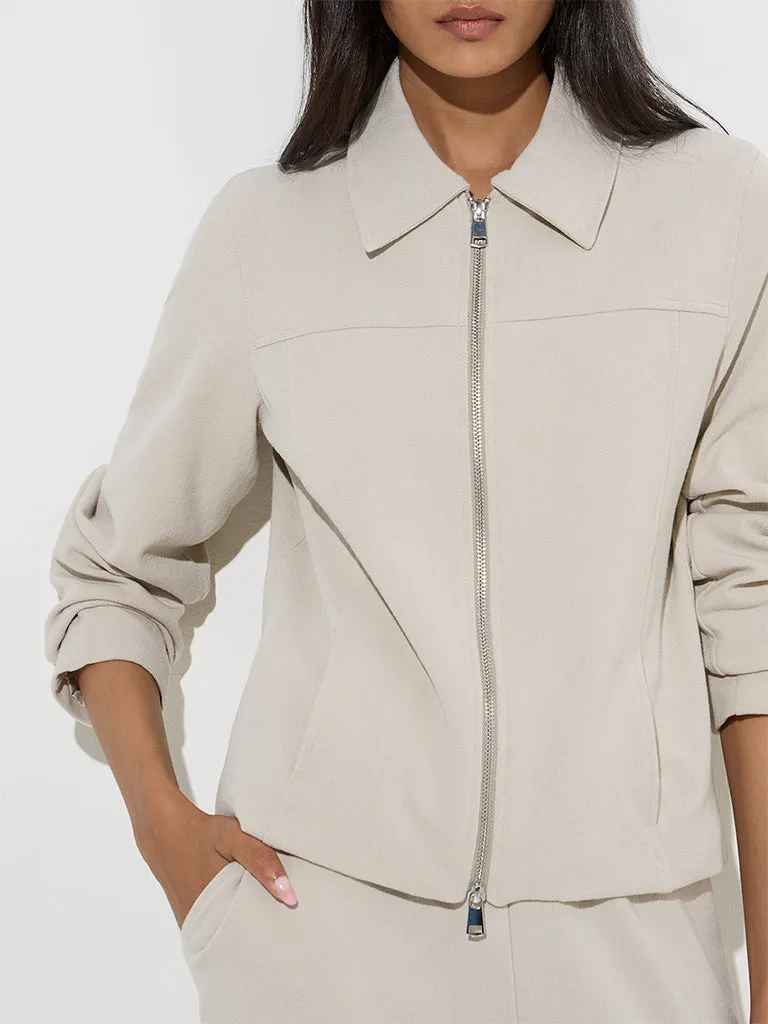 LOV Beige Solid Jacket