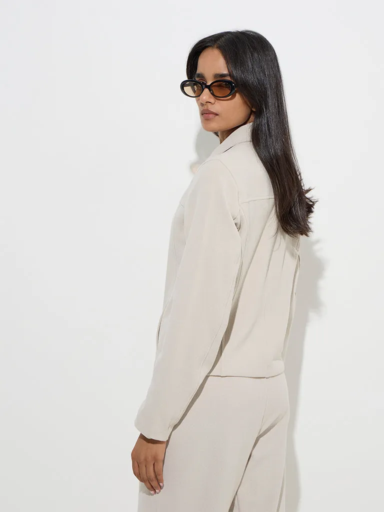 LOV Beige Solid Jacket
