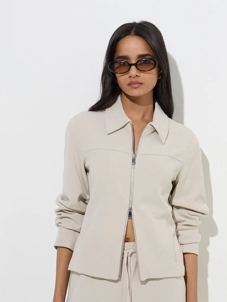 LOV Beige Solid Jacket