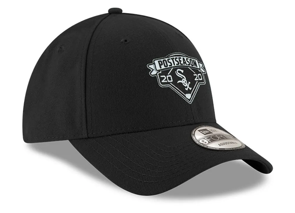 Men's Chicago White Sox New Era Black 2020 Postseason Locker Room 9FORTY Adjustable Hat
