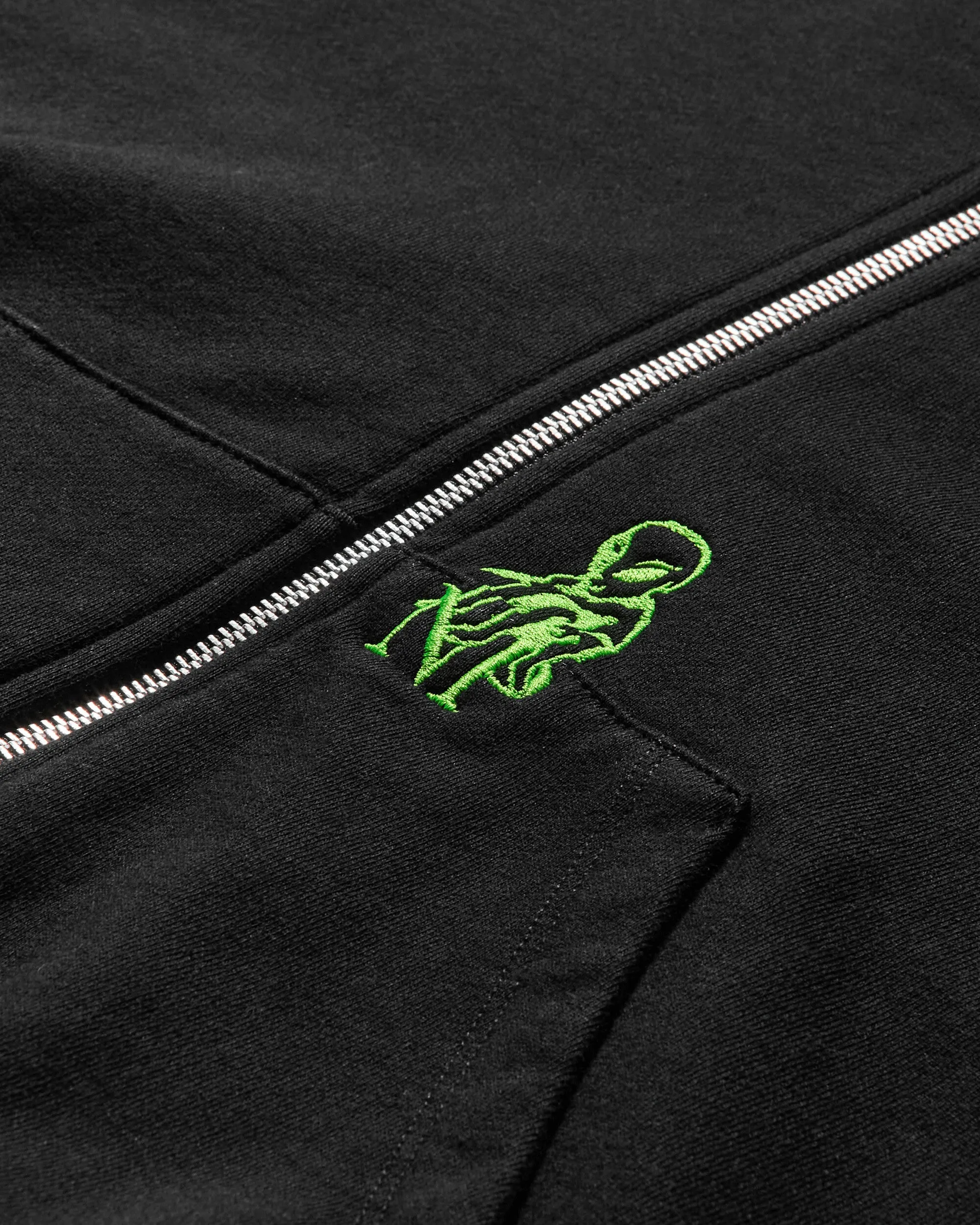 Men's Mini Alien Zip Through Hoodie Black