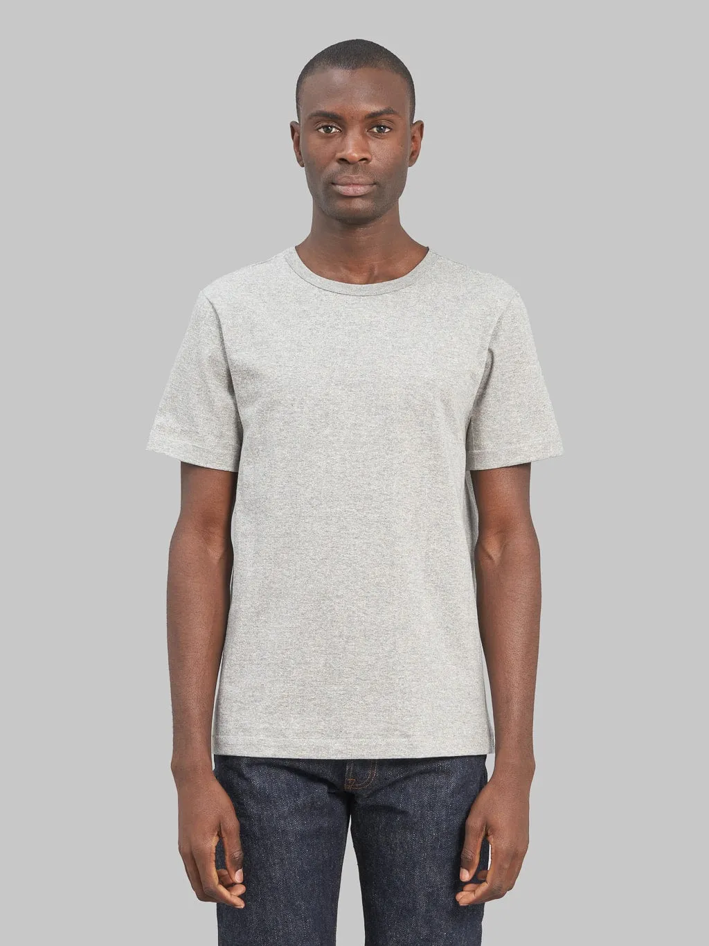 Merz b. Schwanen 215 2-Thread Heavyweight 7.2oz Crewneck Loopwheeled Classic Fit T-Shirt Grey Melange