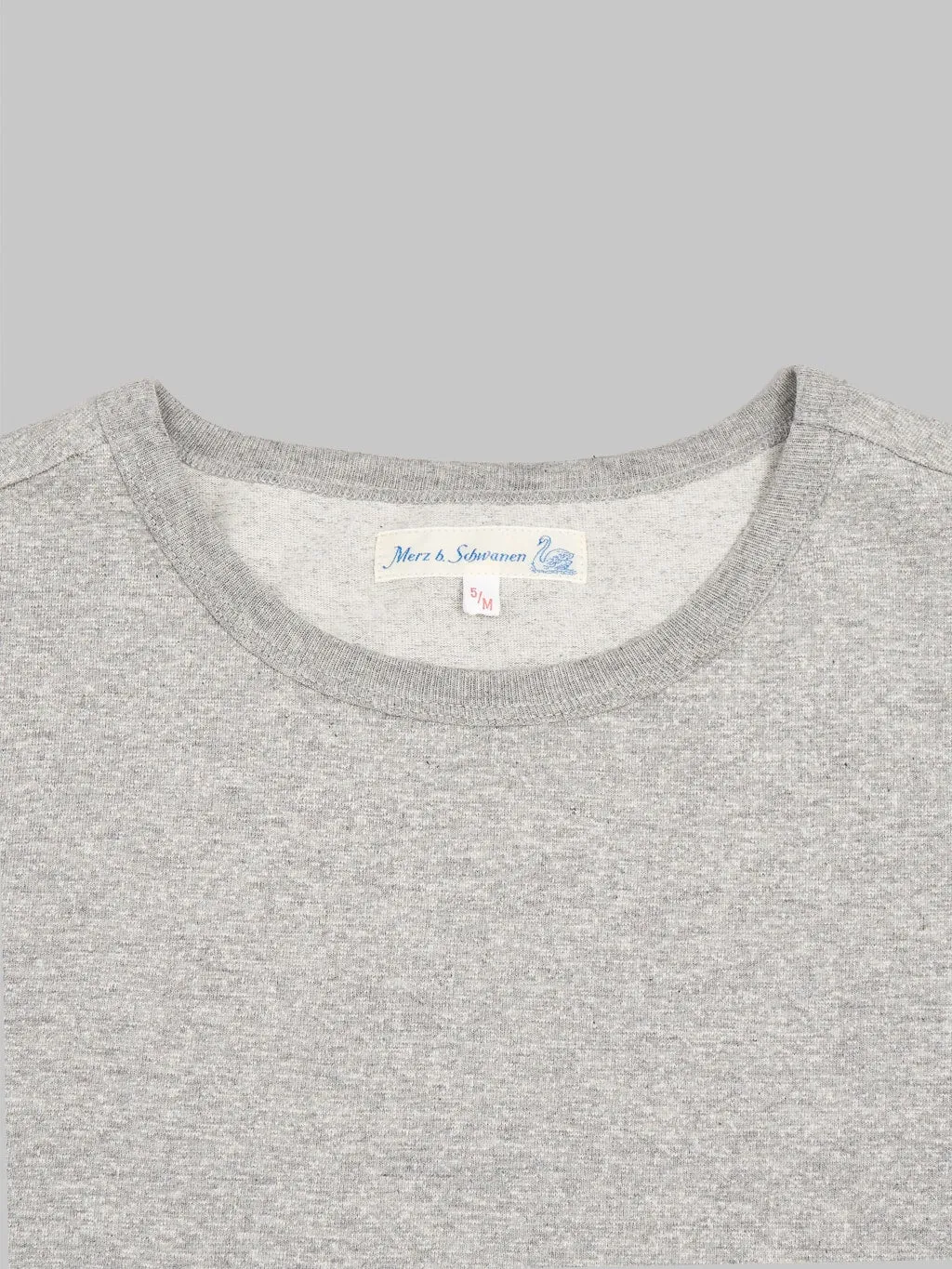 Merz b. Schwanen 215 2-Thread Heavyweight 7.2oz Crewneck Loopwheeled Classic Fit T-Shirt Grey Melange