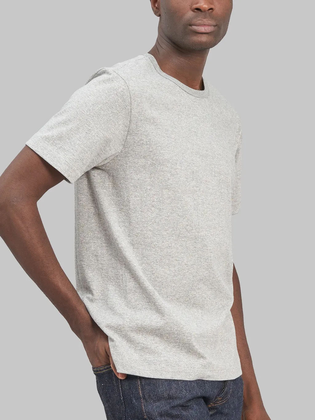 Merz b. Schwanen 215 2-Thread Heavyweight 7.2oz Crewneck Loopwheeled Classic Fit T-Shirt Grey Melange