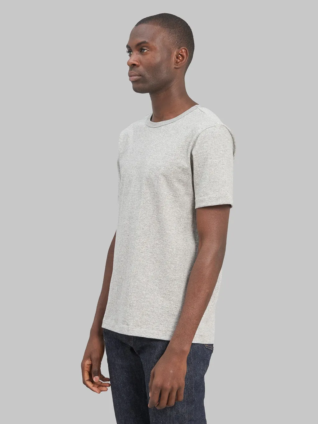 Merz b. Schwanen 215 2-Thread Heavyweight 7.2oz Crewneck Loopwheeled Classic Fit T-Shirt Grey Melange