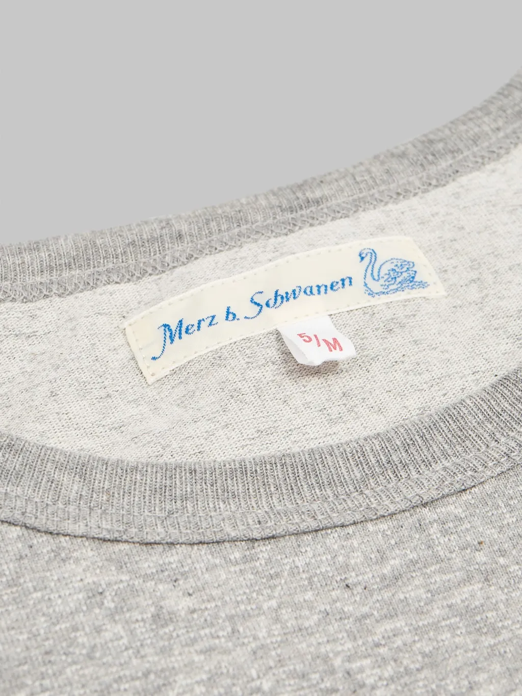 Merz b. Schwanen 215 2-Thread Heavyweight 7.2oz Crewneck Loopwheeled Classic Fit T-Shirt Grey Melange