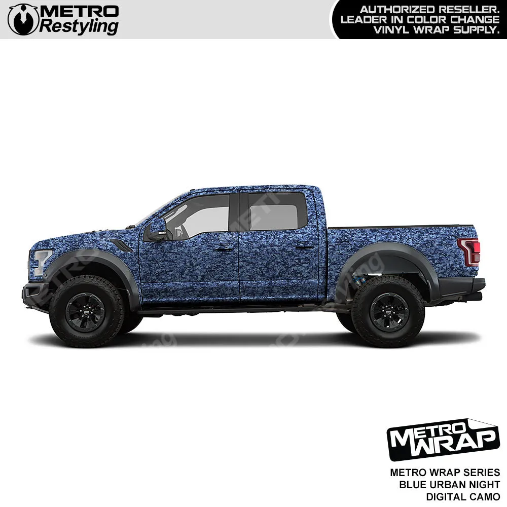 Metro Wrap Digital Blue Urban Night Camouflage Vinyl Film