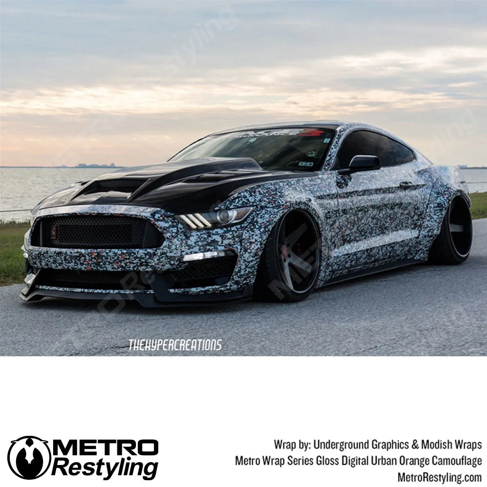 Metro Wrap Digital Urban Orange Camouflage Vinyl Film