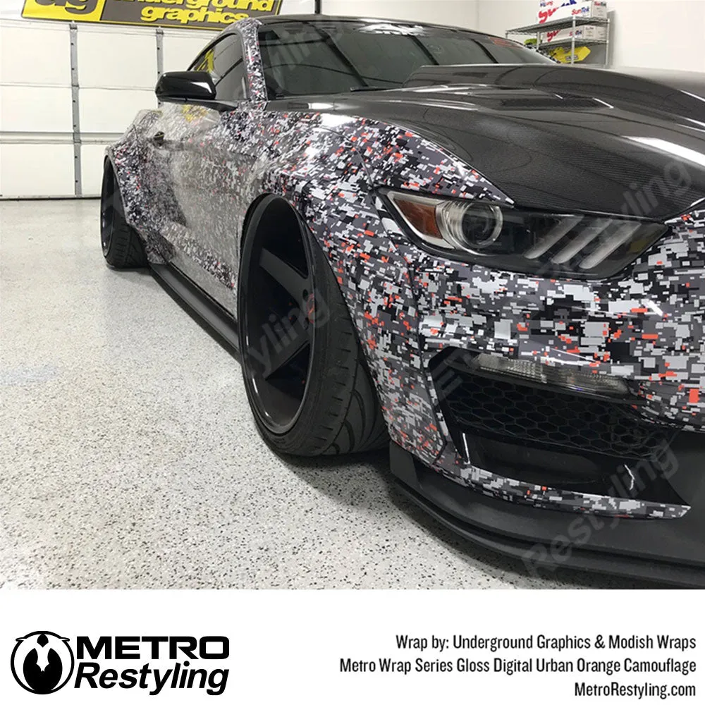 Metro Wrap Digital Urban Orange Camouflage Vinyl Film