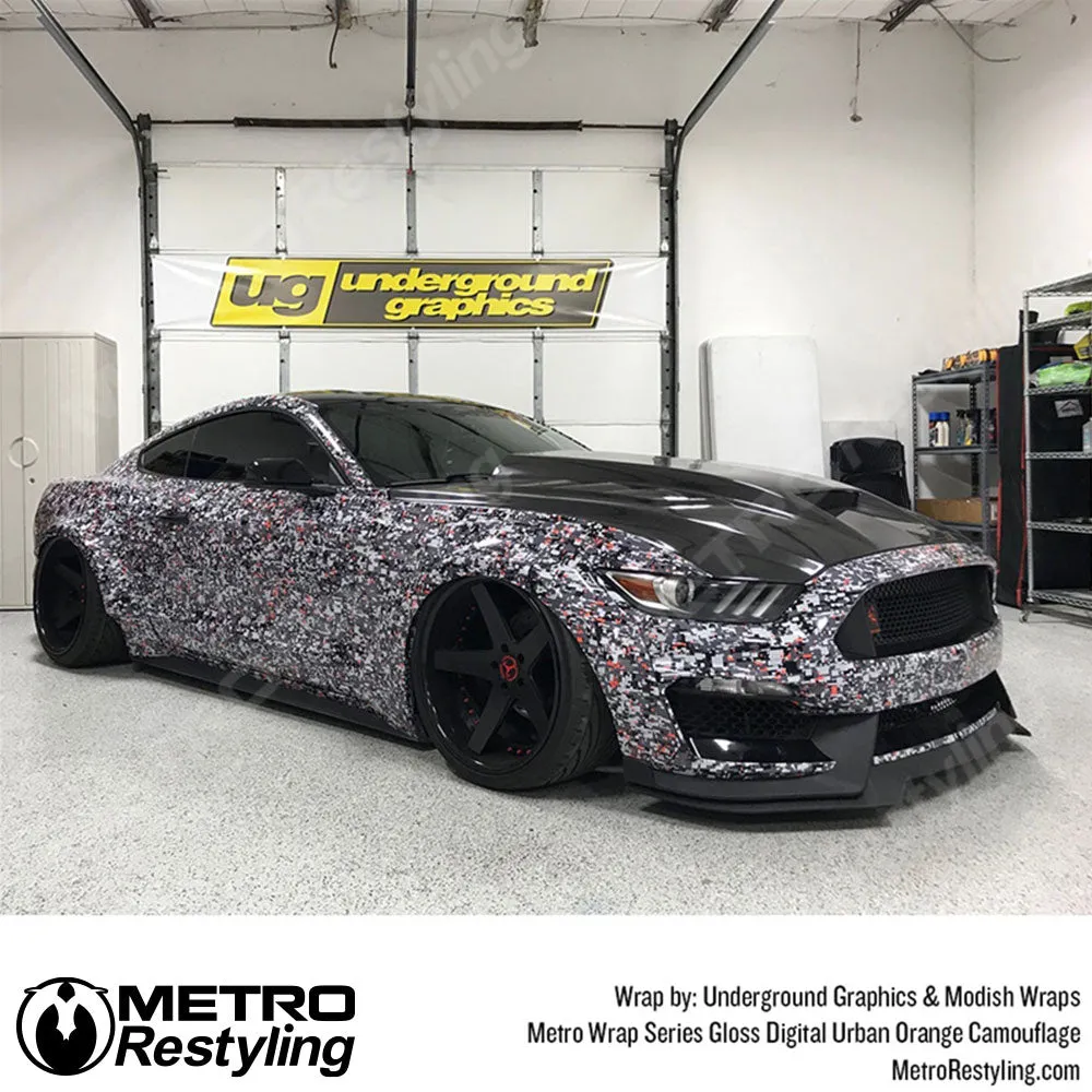 Metro Wrap Digital Urban Orange Camouflage Vinyl Film