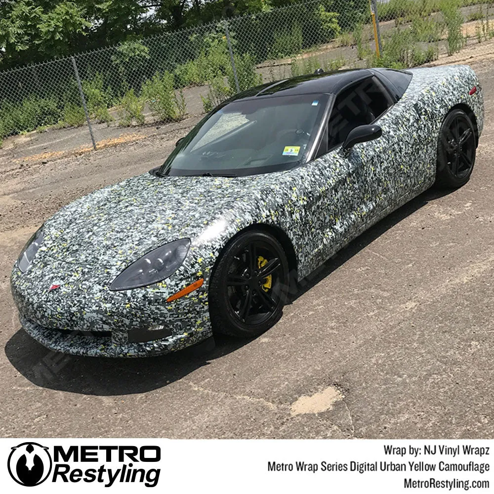 Metro Wrap Digital Urban Yellow Camouflage Vinyl Film