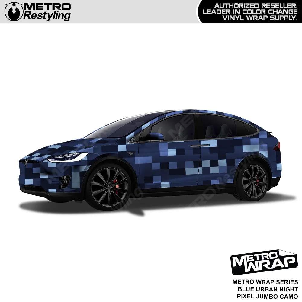 Metro Wrap Jumbo Pixel Blue Urban Night Camouflage Vinyl Film