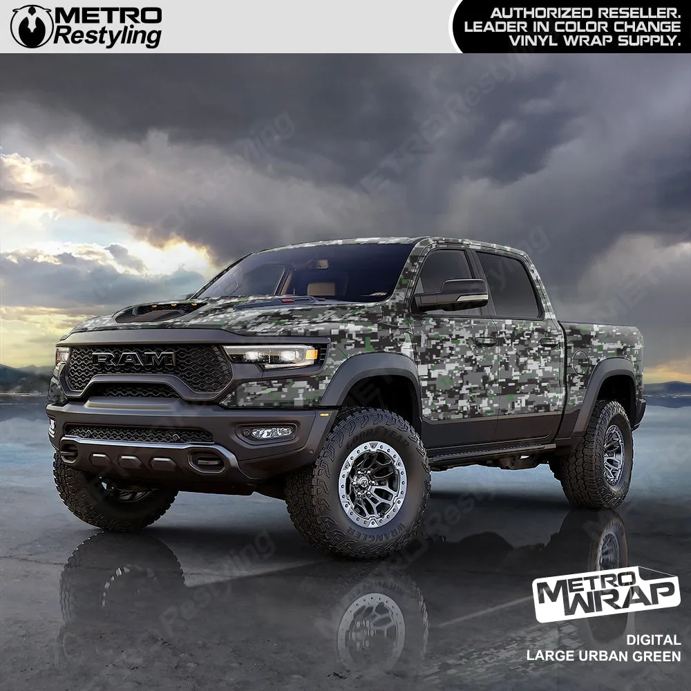 Metro Wrap Large Digital Urban Green Camouflage Vinyl Film