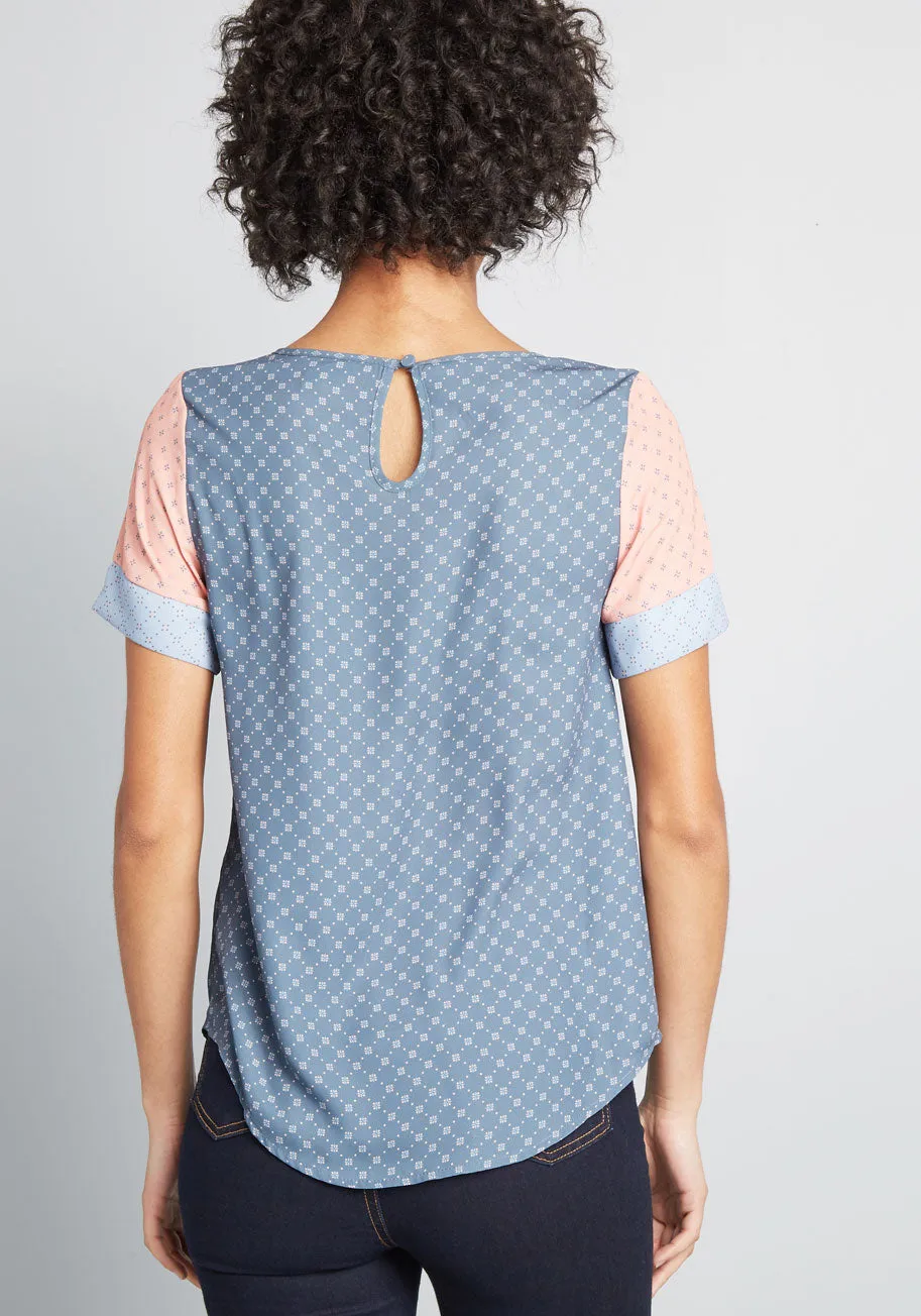 Mixed Fresh Daily Short Sleeve Blouse
