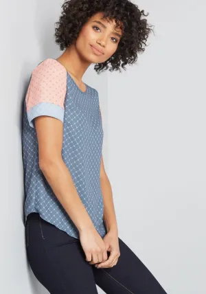 Mixed Fresh Daily Short Sleeve Blouse