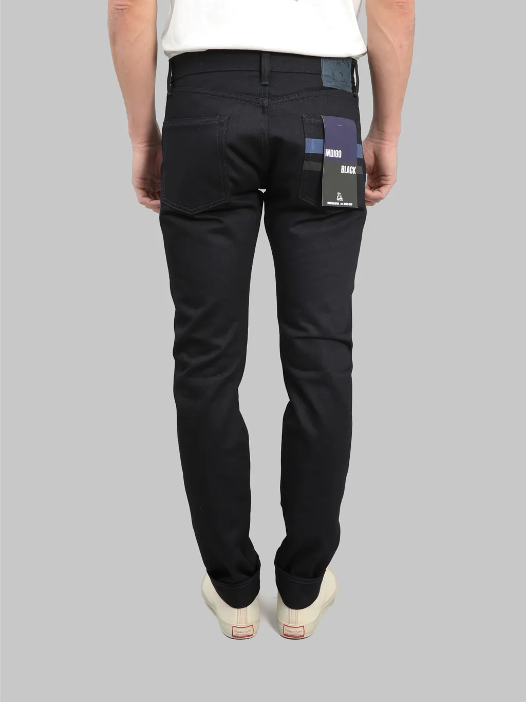 Momotaro 0405-IBSP 15.7oz Indigo X Black High Tapered Jeans