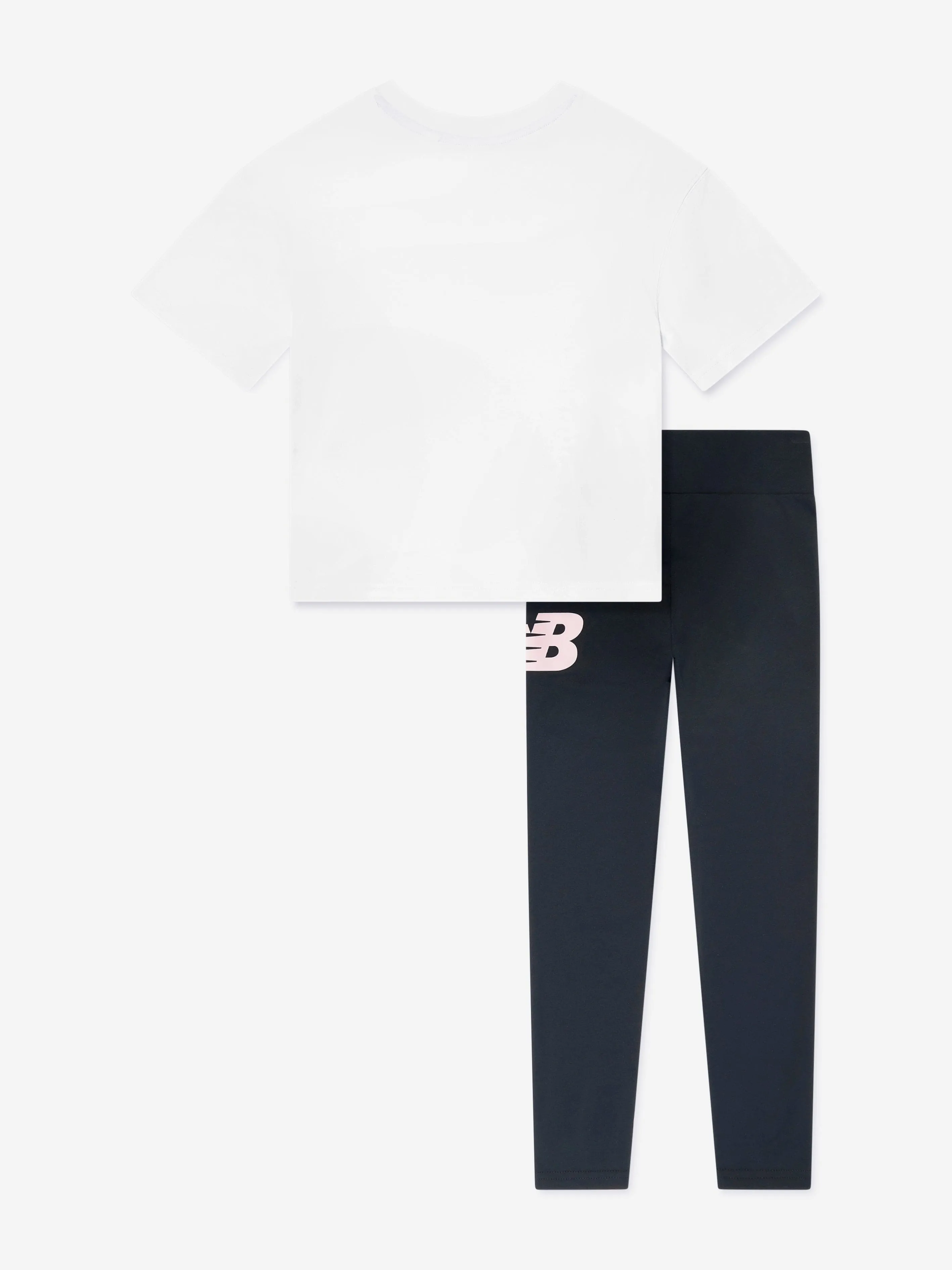New Balance Girls Floral Shoe Graphic T-Shirt and Leggings Set in White