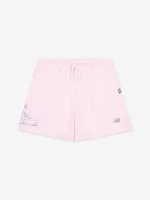 New Balance Girls Floral Sneaker Graphic Shorts in Pink