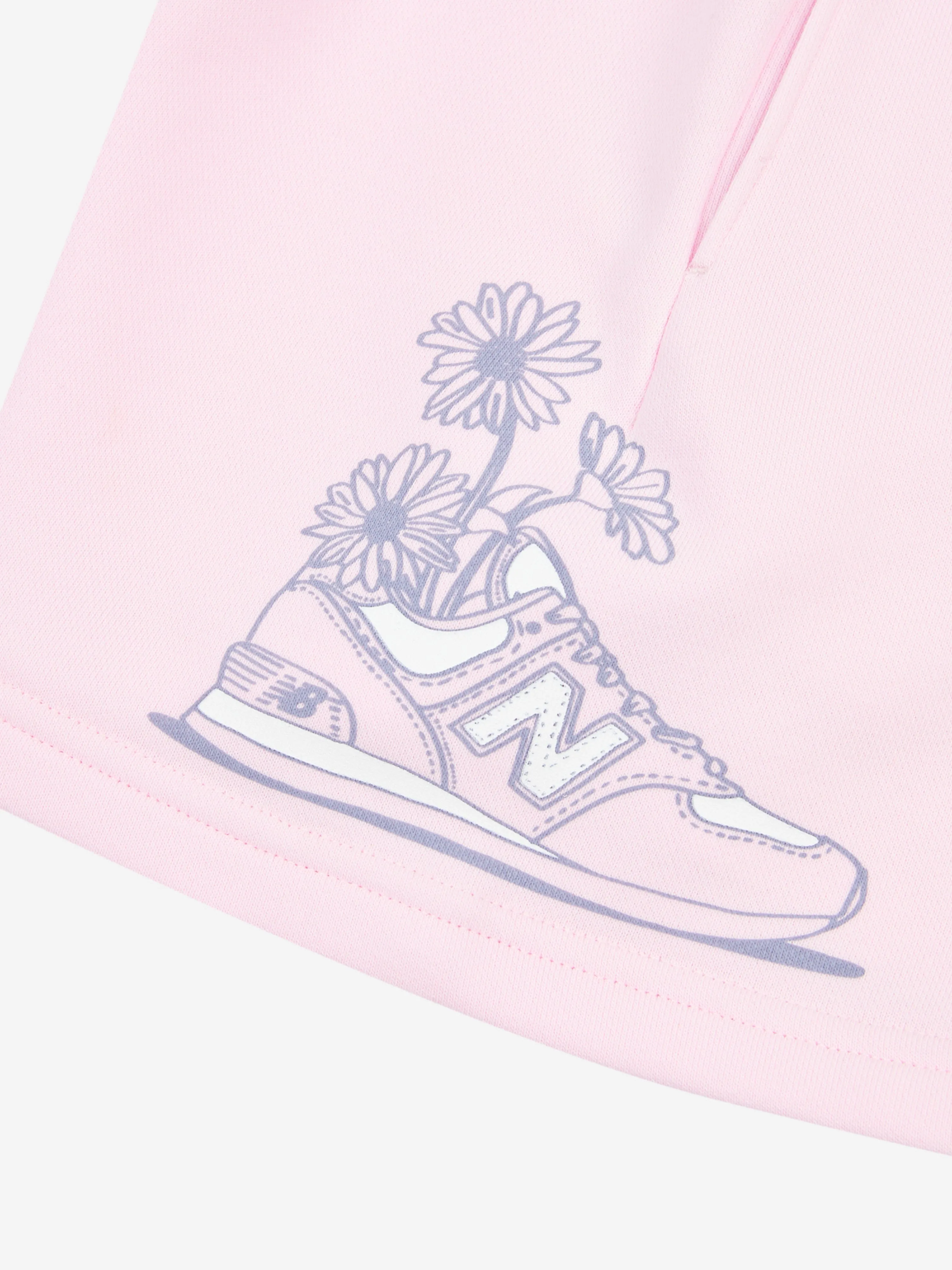 New Balance Girls Floral Sneaker Graphic Shorts in Pink