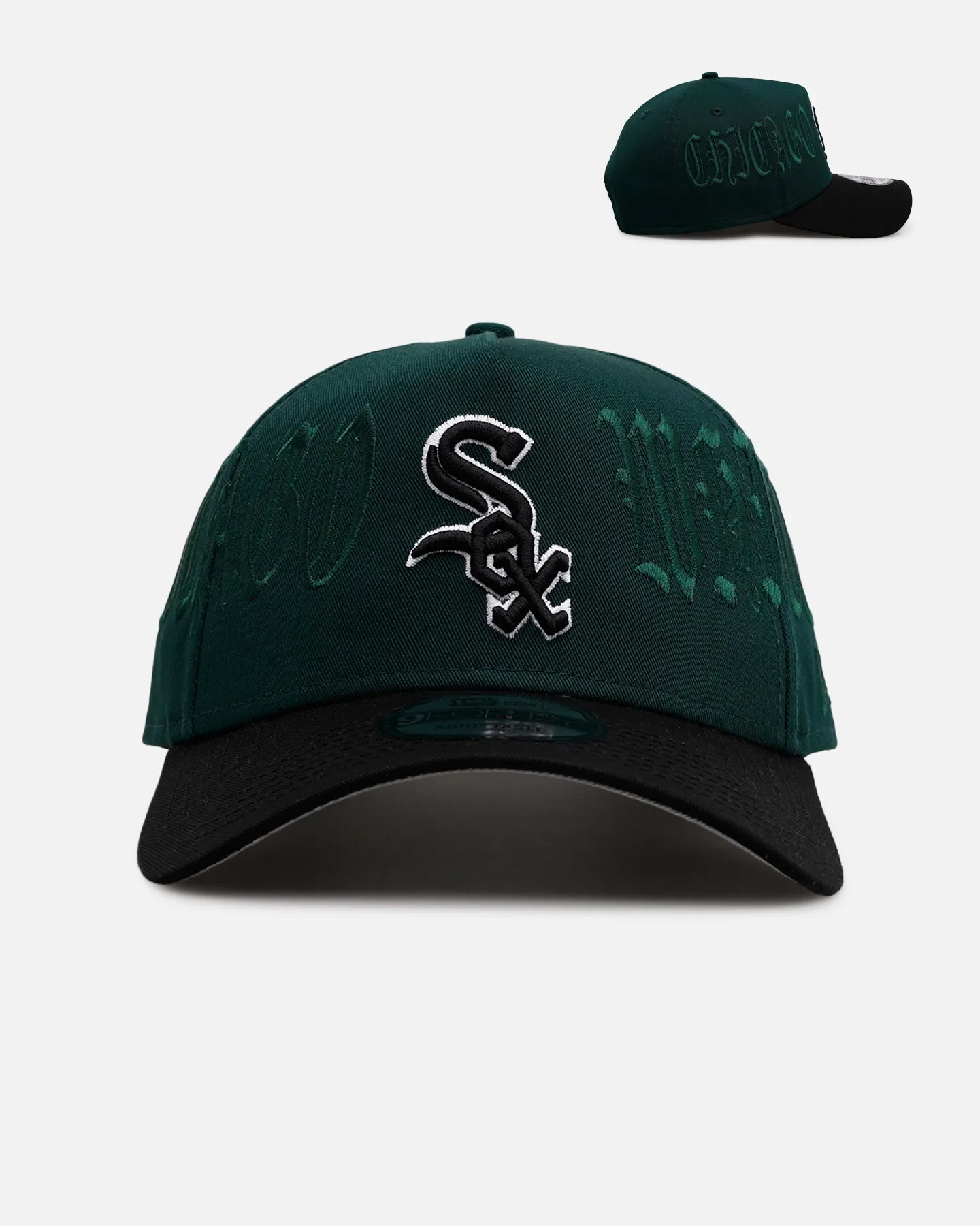 New Era Chicago White Sox 'Gothic Script Two Tone' 9FORTY A-Frame Snapback Dark Green/Black