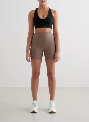 Nougat Ribbed Performance Midi Biker Shorts