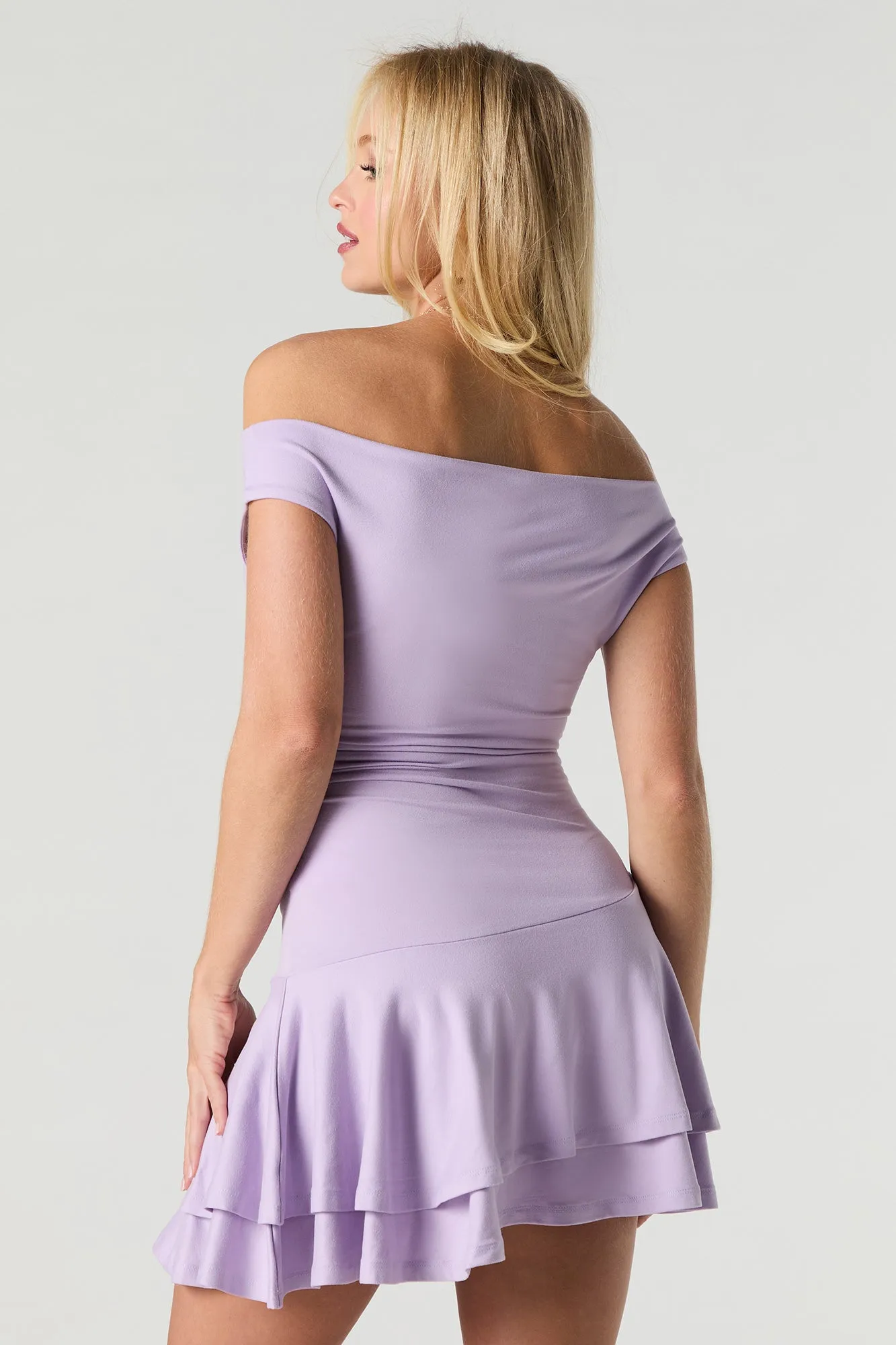 Off Shoulder Ruffle Mini Dress