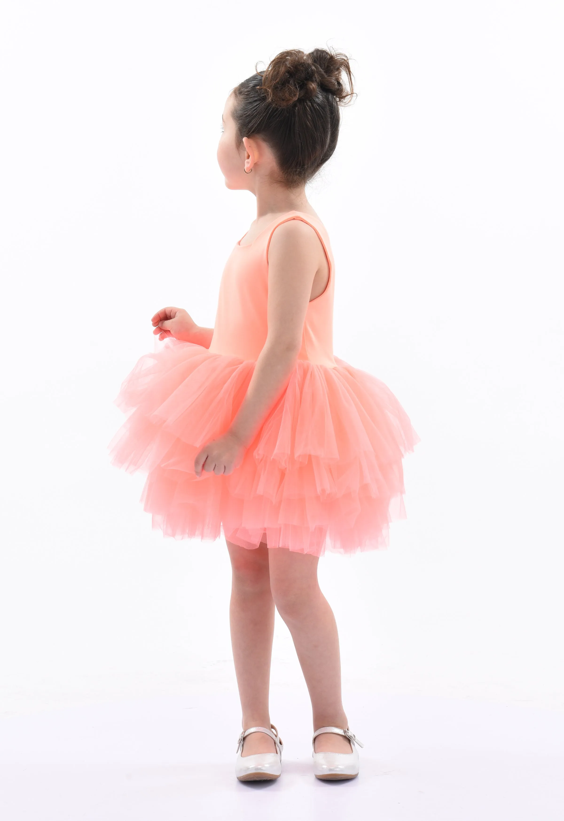 Orange Coral Solid Tutu Dress