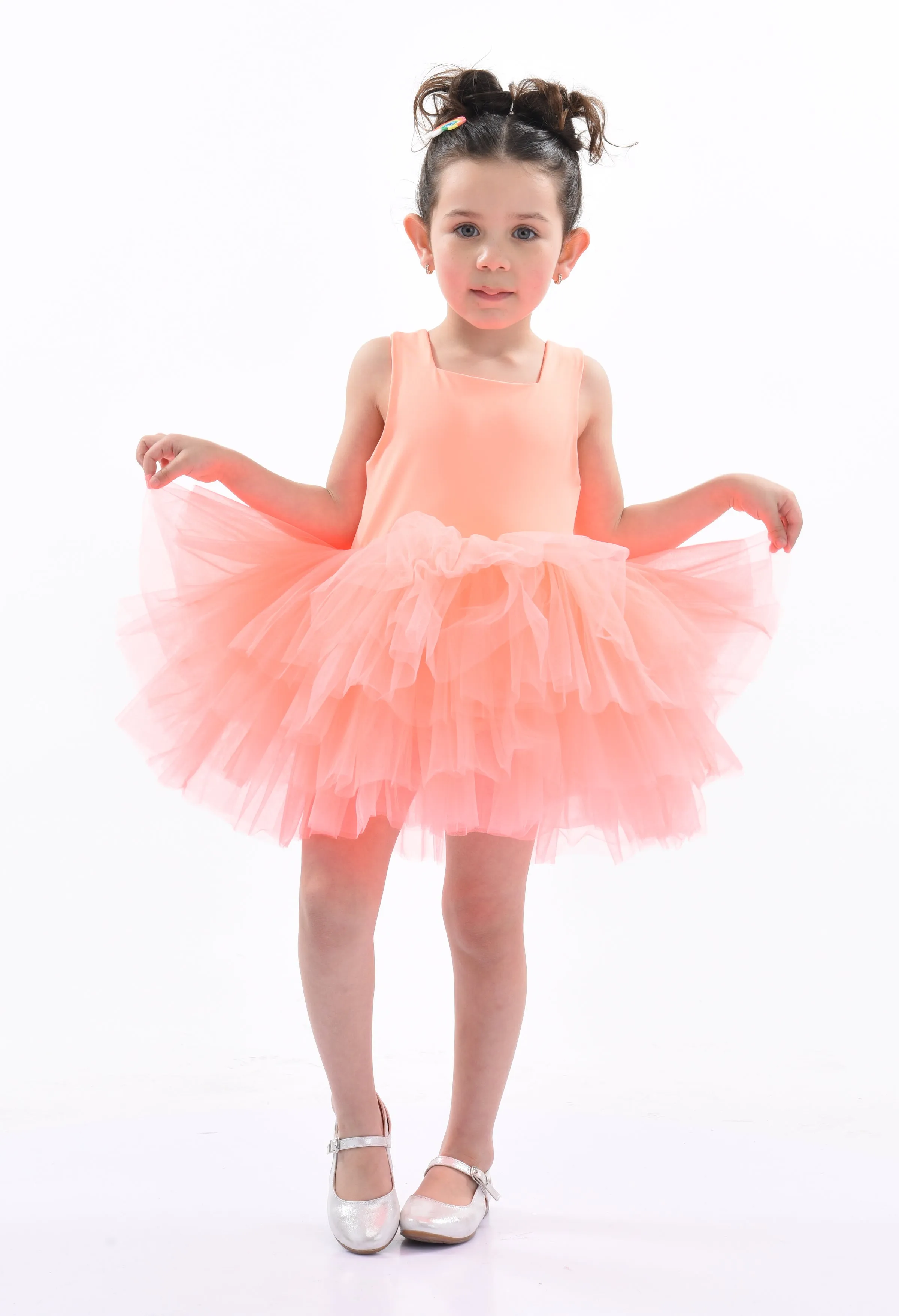 Orange Coral Solid Tutu Dress