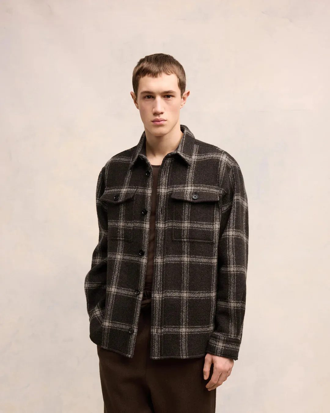 Overshirt With Chest Pocket Dark Coffe