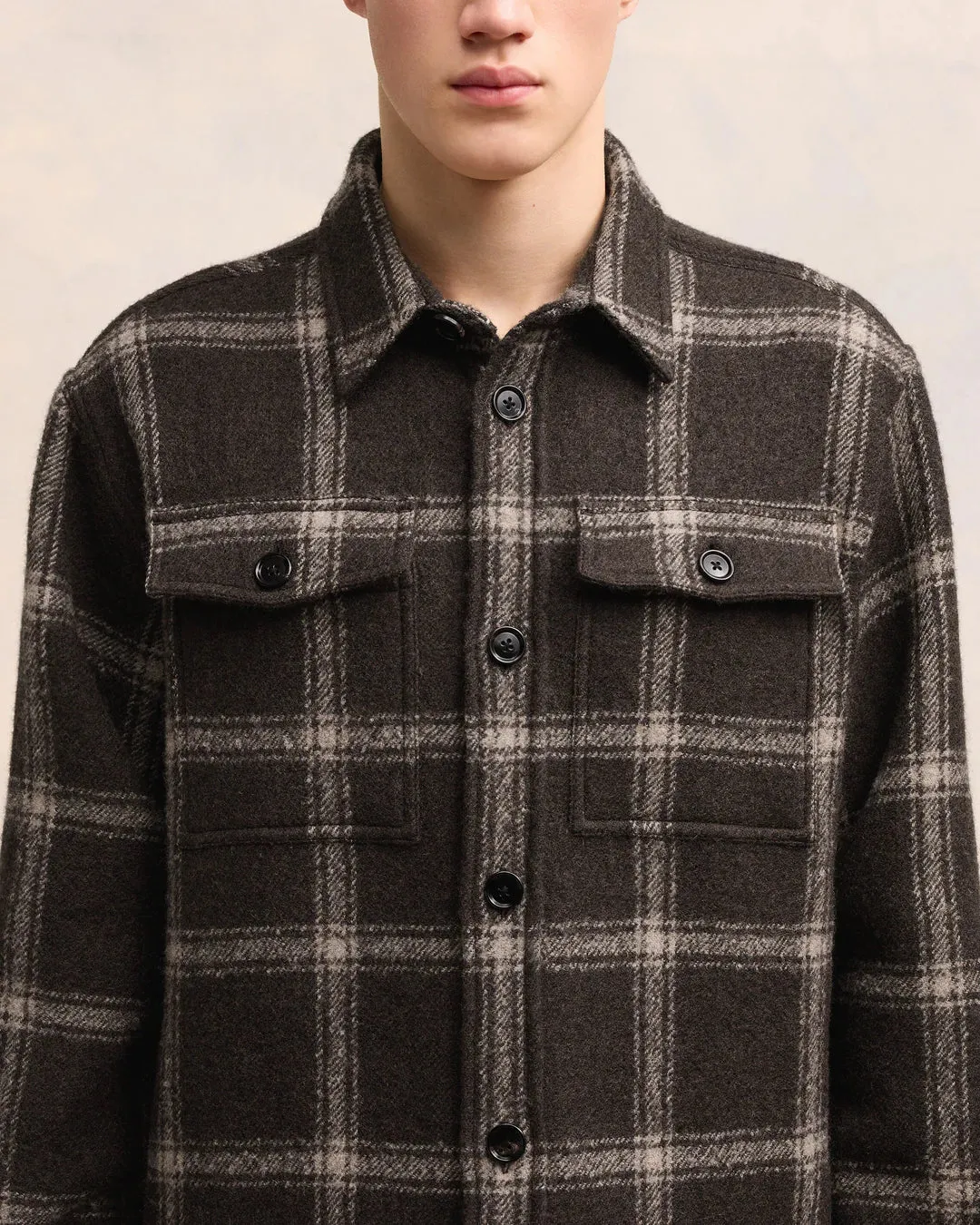 Overshirt With Chest Pocket Dark Coffe