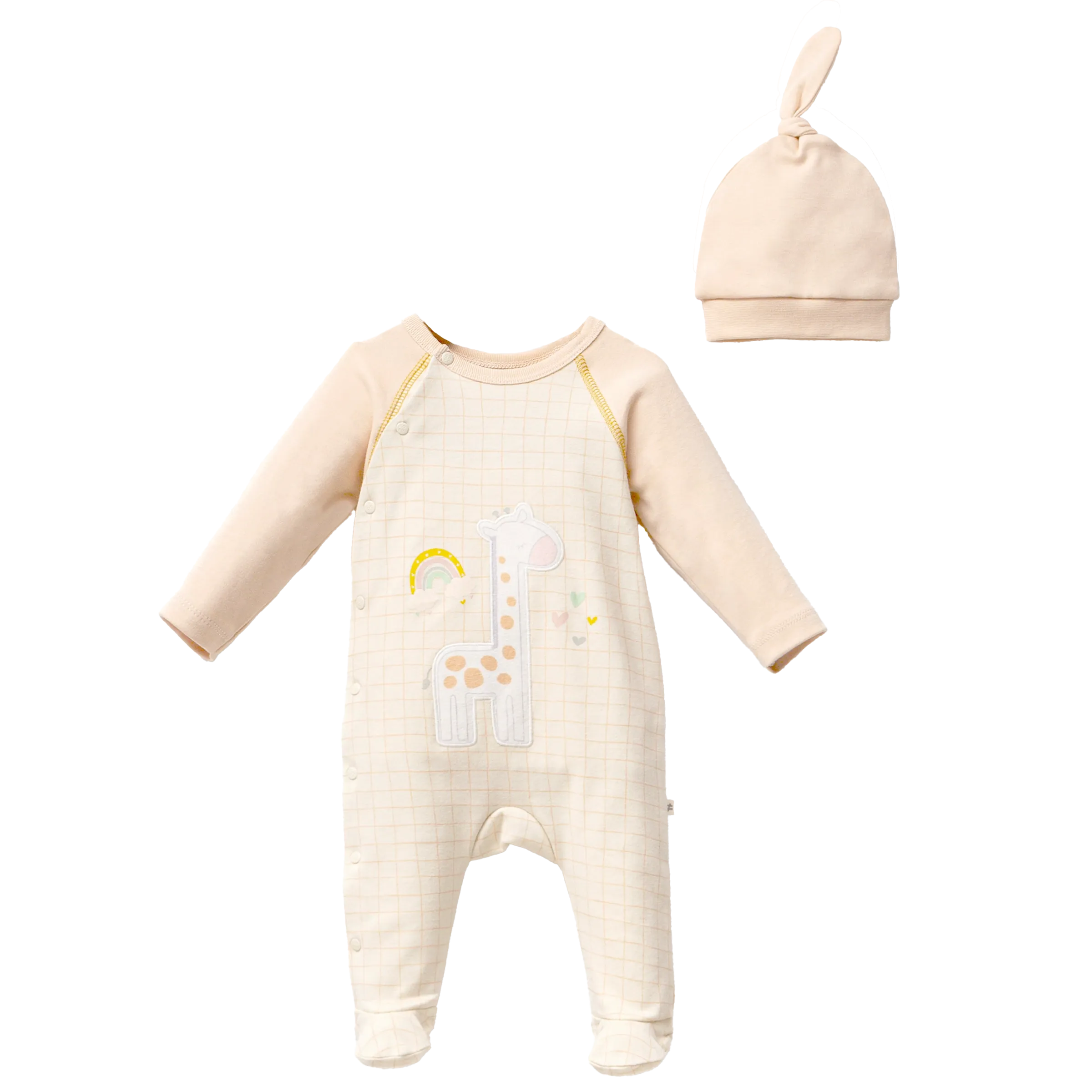 Peach Giraffe Graphic Babygrow & Hat