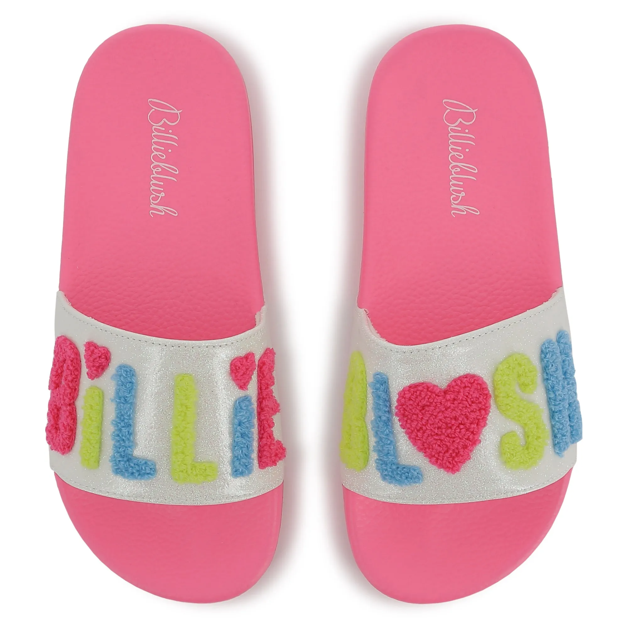 Pink Applique Fleece Logo Slides