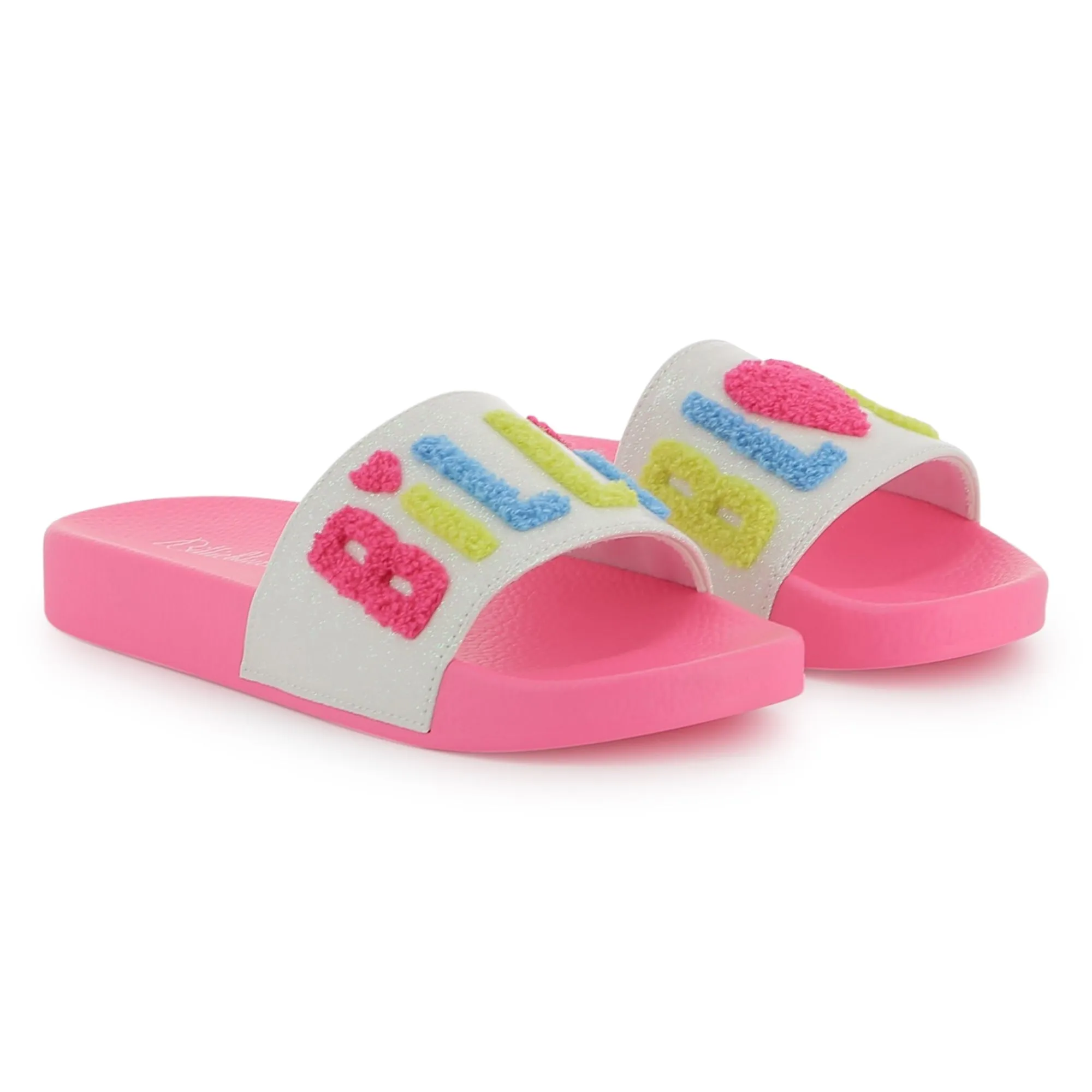 Pink Applique Fleece Logo Slides