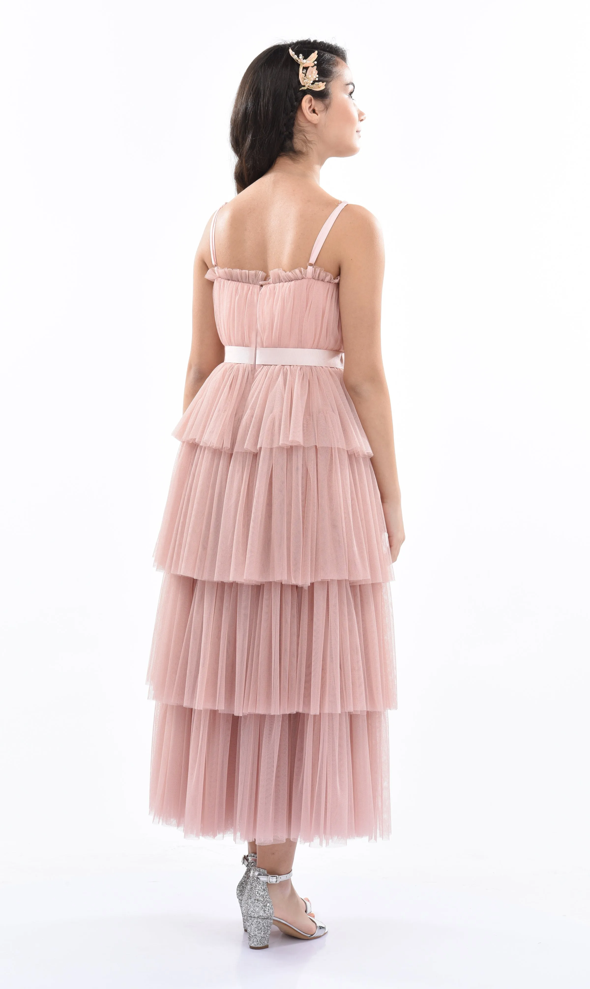 Pink Blush Firenze Tiered Ribbon Dress