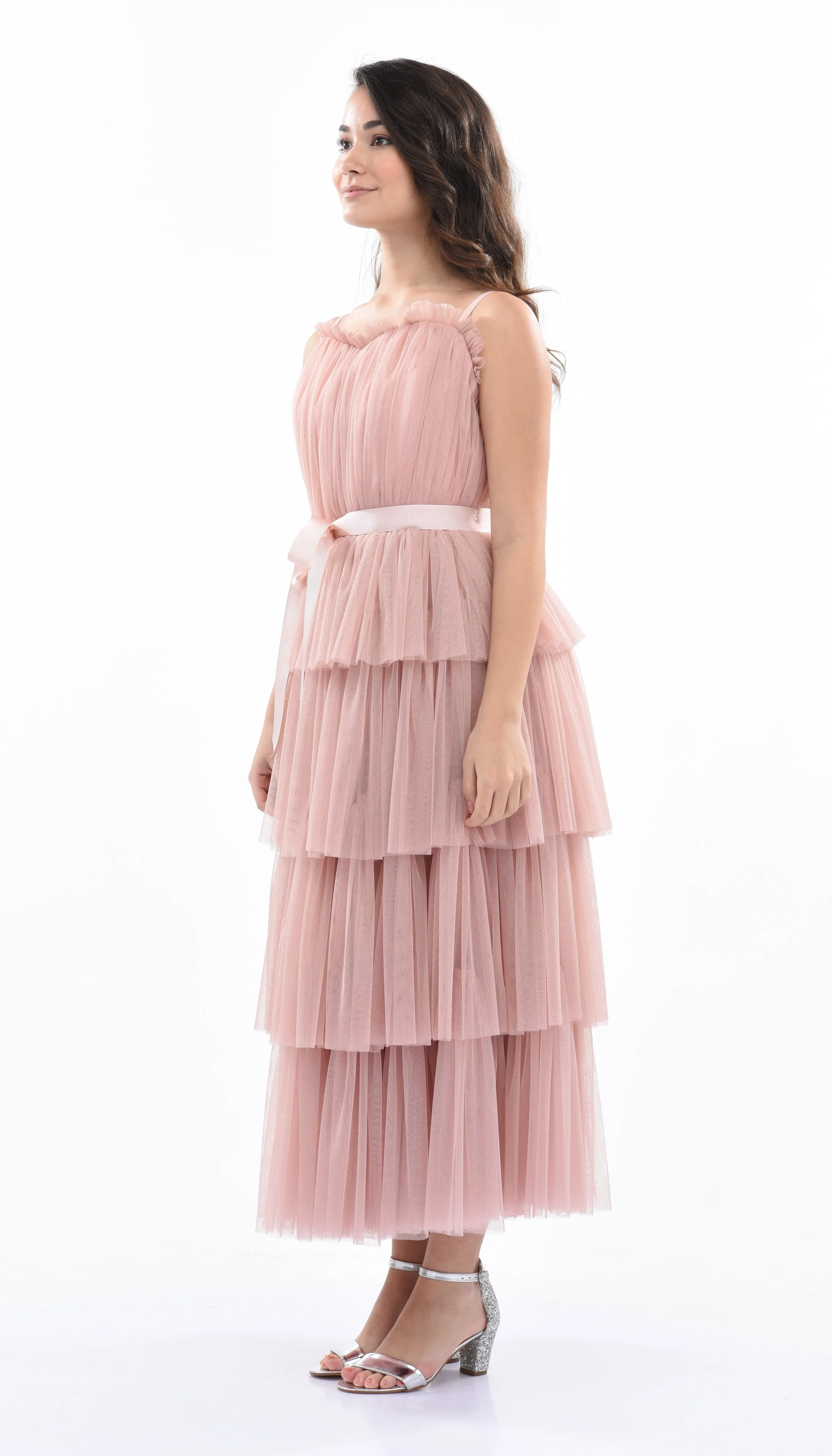Pink Blush Firenze Tiered Ribbon Dress