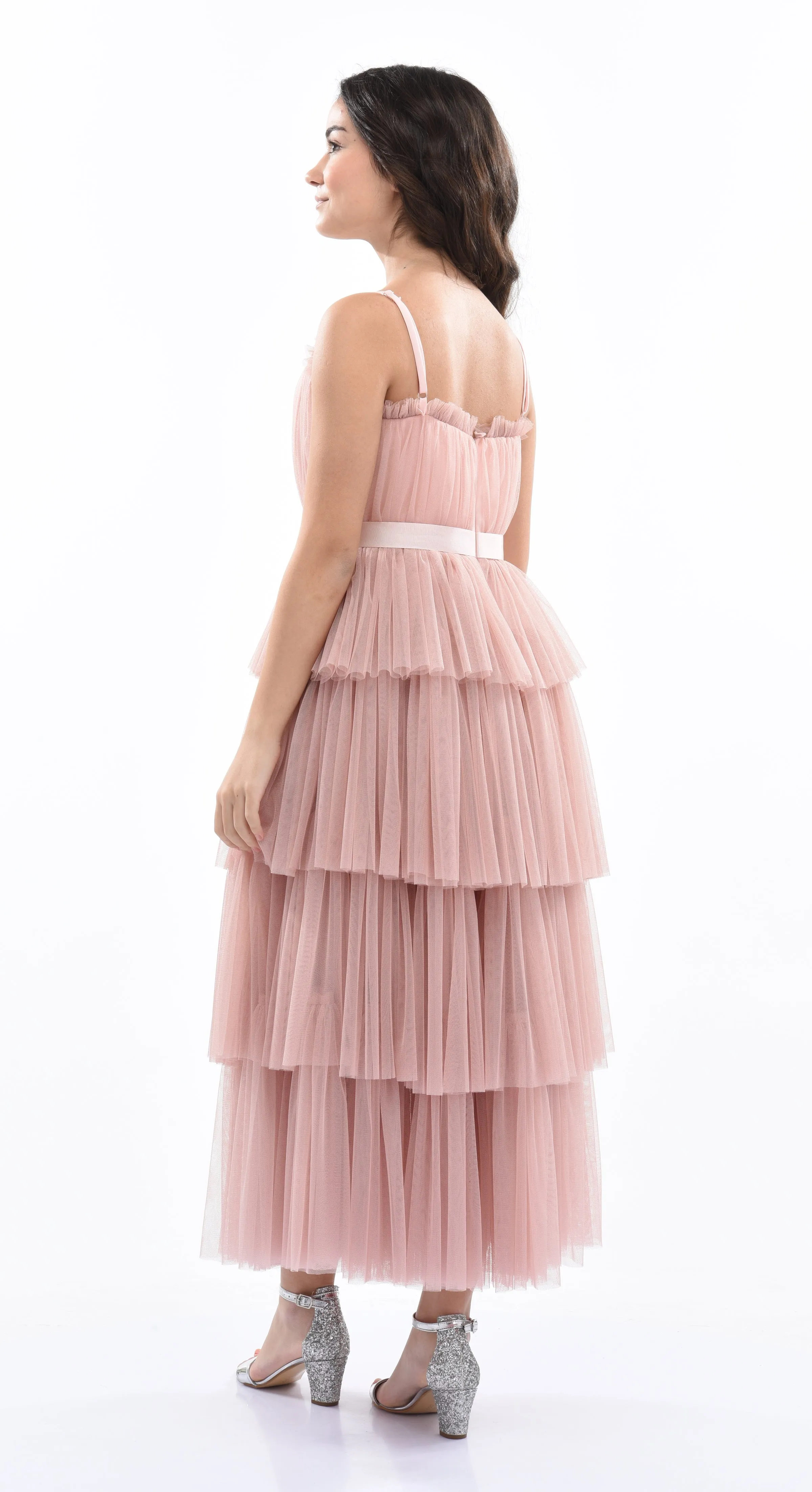 Pink Blush Firenze Tiered Ribbon Dress