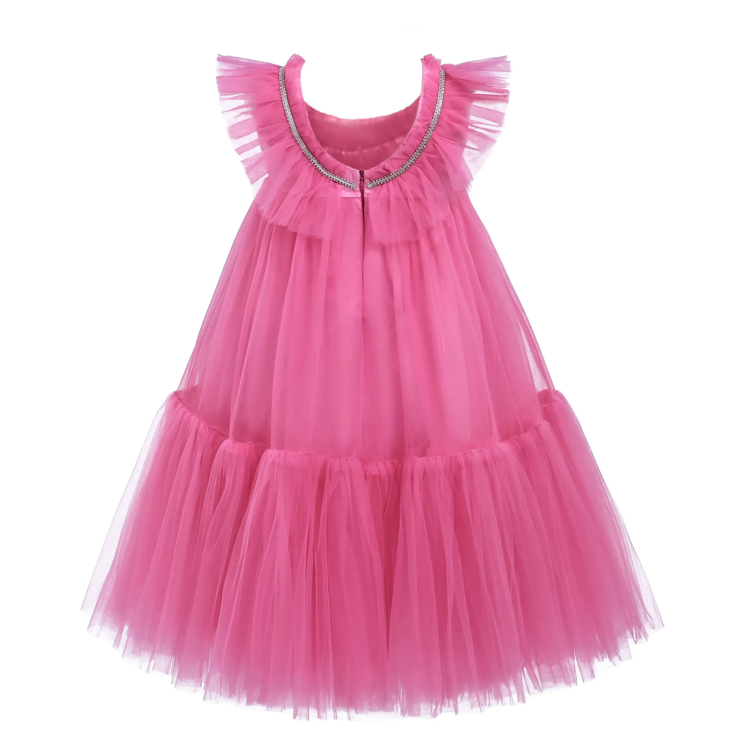 Pink Ruffle Beckwith Trapeze Dress