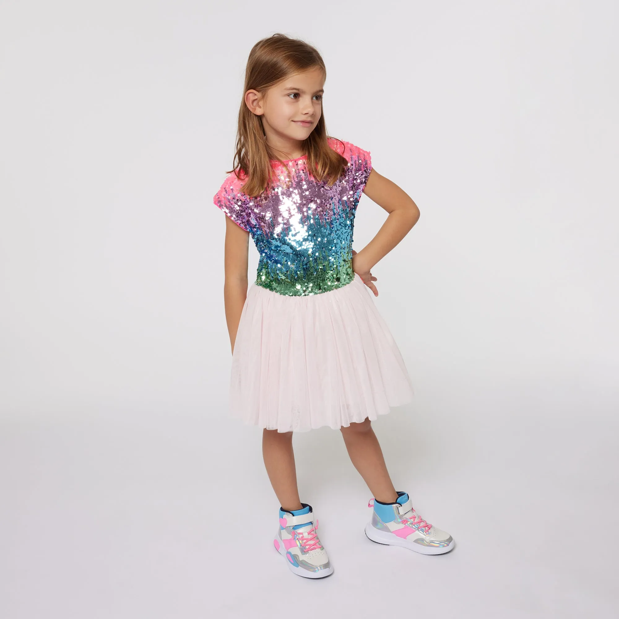 Pink Sleeveless Sequin Jersey Dress
