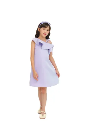 Purple Petulla Off Shoulder Ruffle Dress