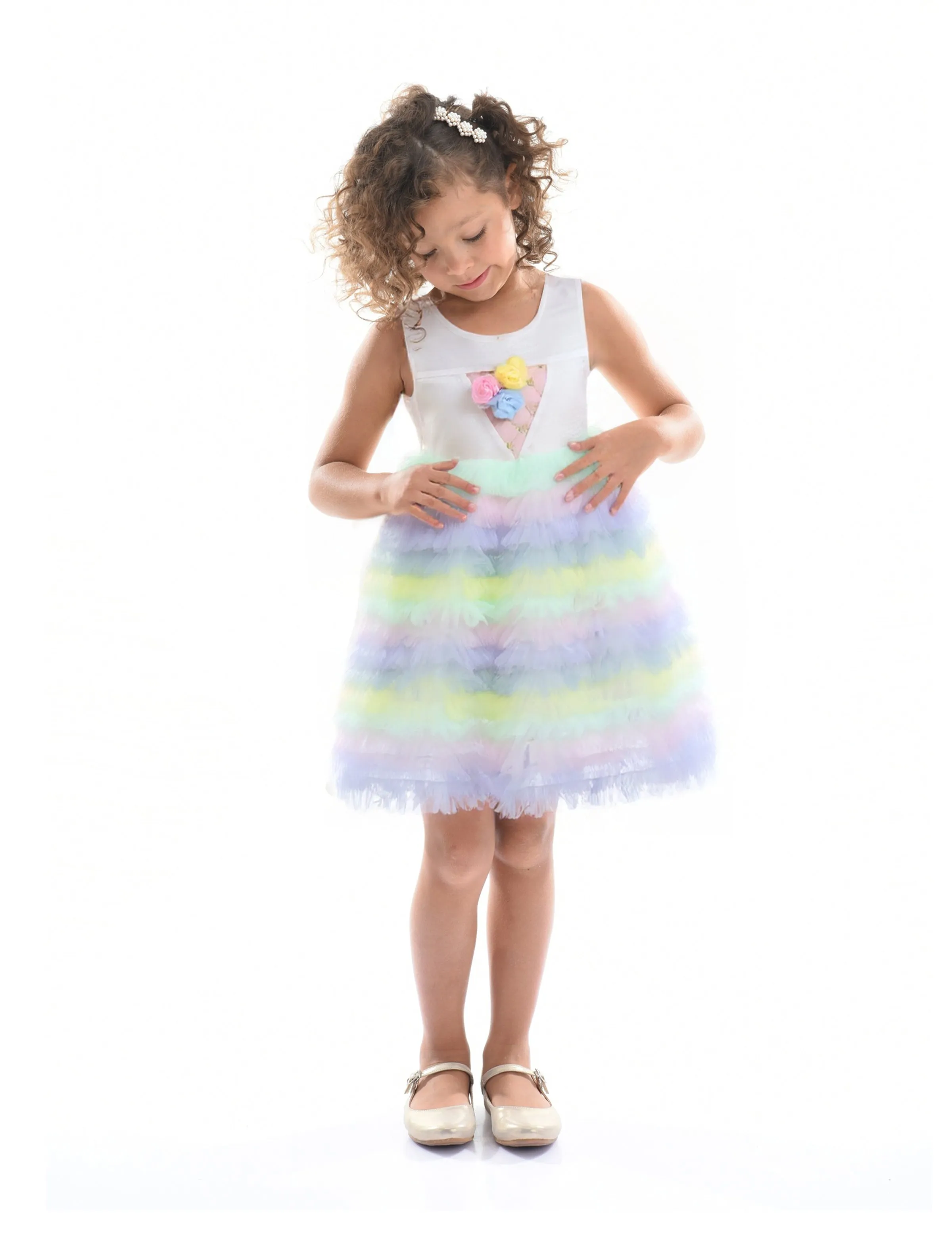 Purple Ruffle Tiered Pom Dress