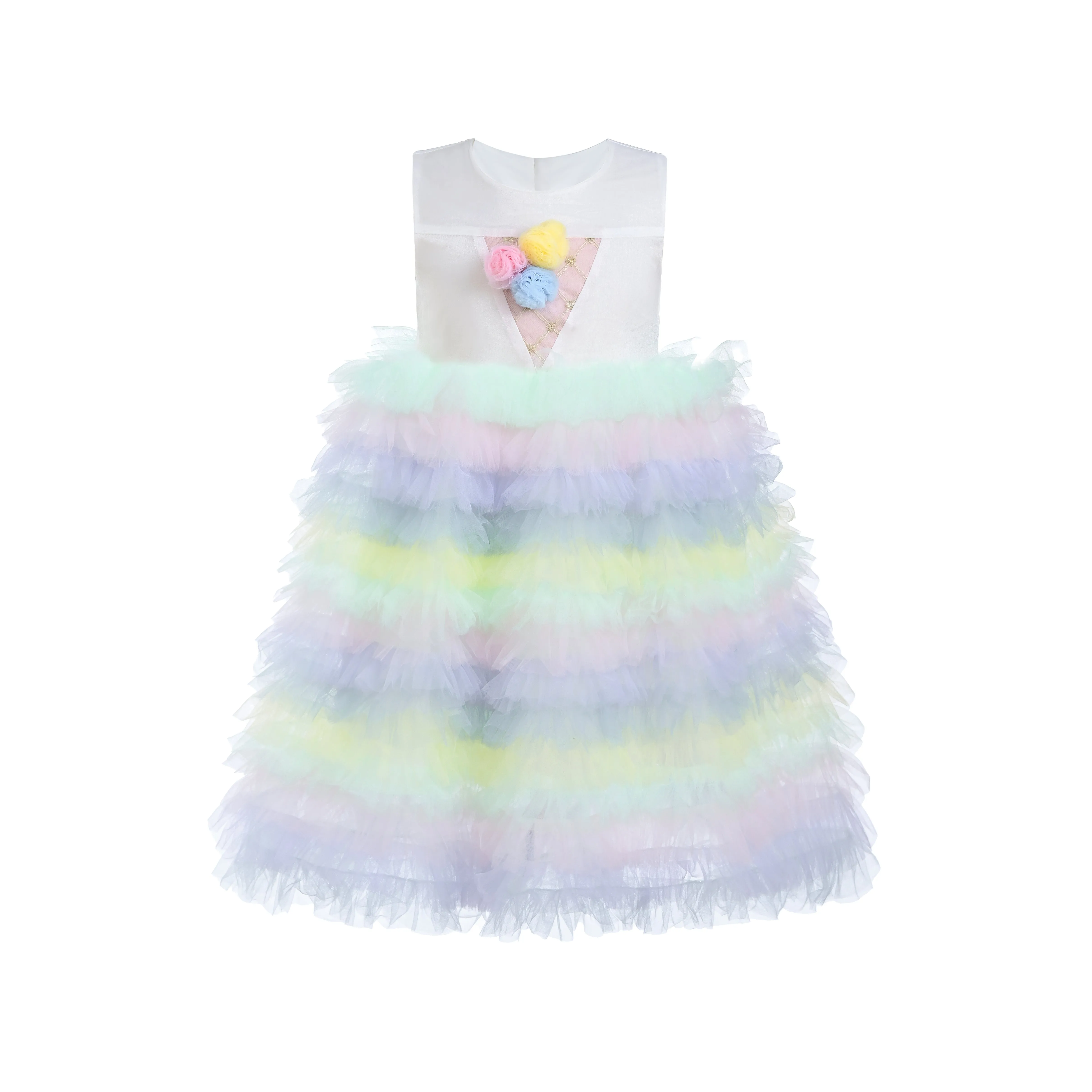 Purple Ruffle Tiered Pom Dress