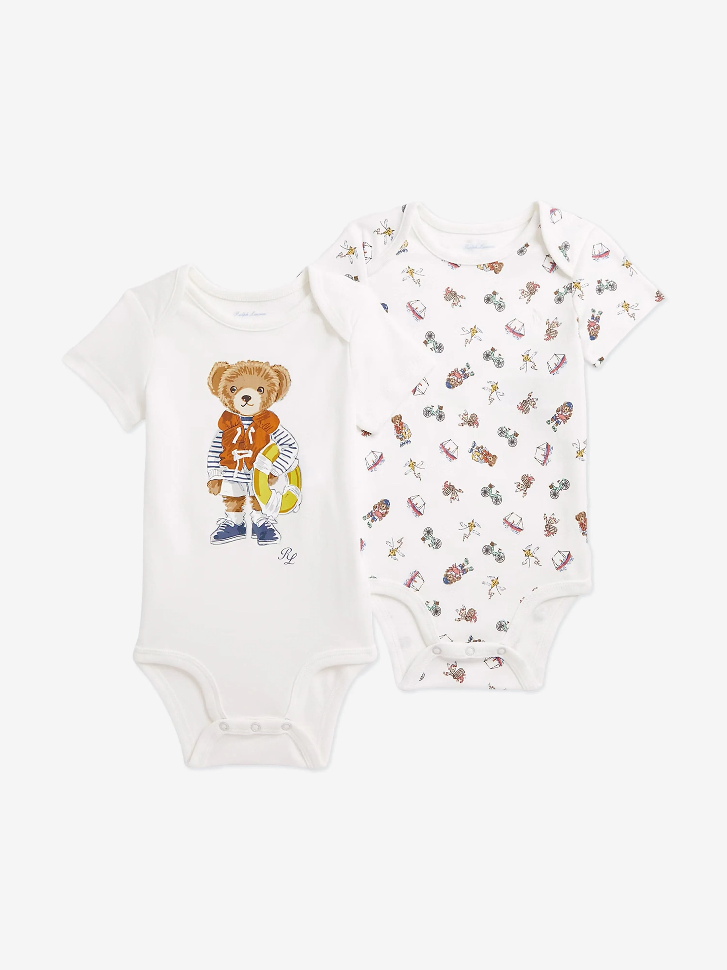 Ralph Lauren Baby Boys Bear Bodysuit Set in White