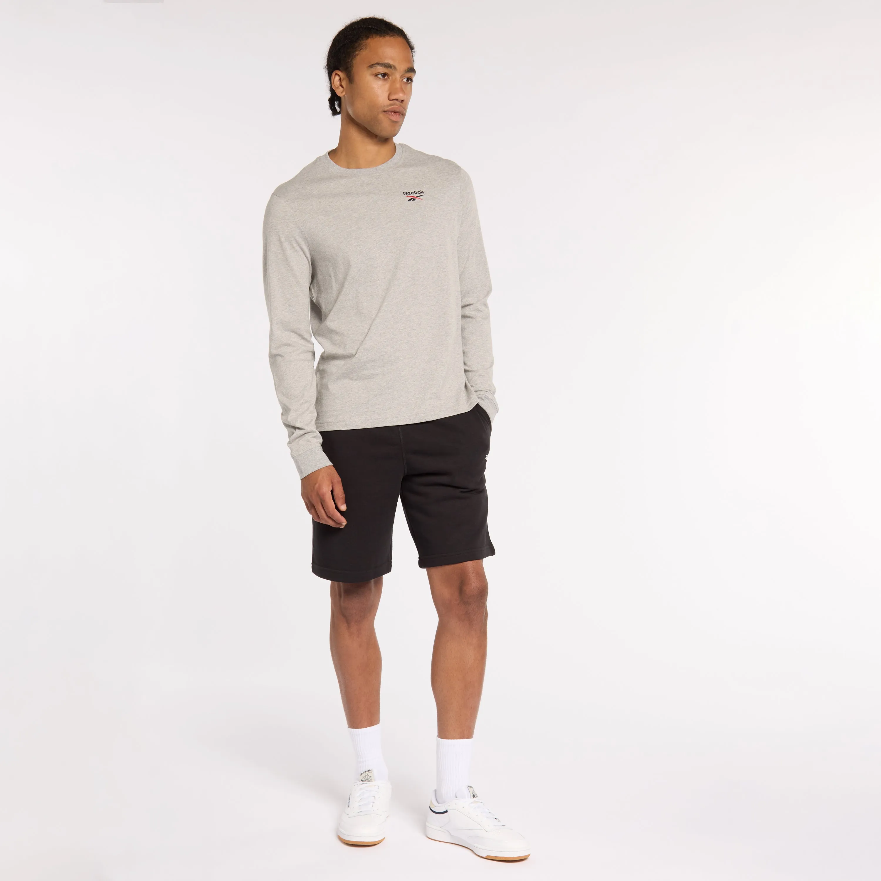 Reebok Idlong Sleeve T-Shirt Mgrey Heather/Vector Red